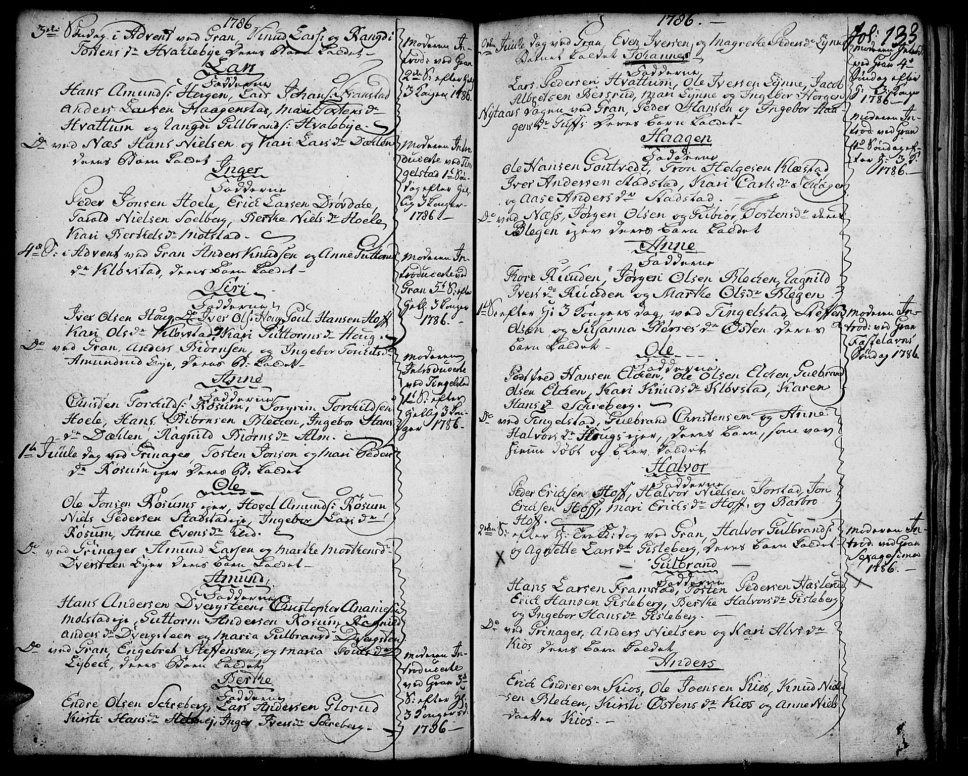 Gran prestekontor, AV/SAH-PREST-112/H/Ha/Haa/L0005: Parish register (official) no. 5, 1776-1788, p. 133