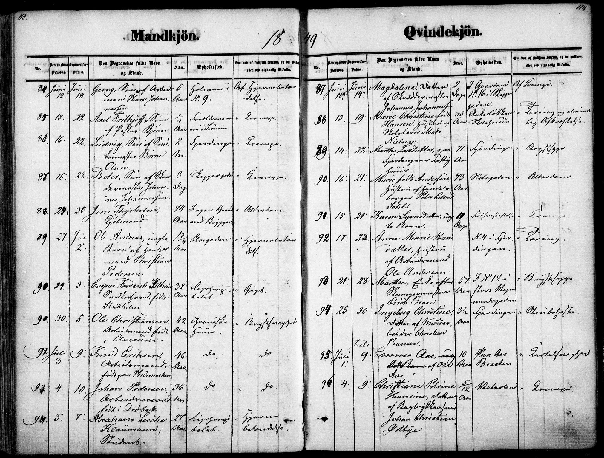 Oslo domkirke Kirkebøker, SAO/A-10752/F/Fa/L0025: Parish register (official) no. 25, 1847-1867, p. 113-114