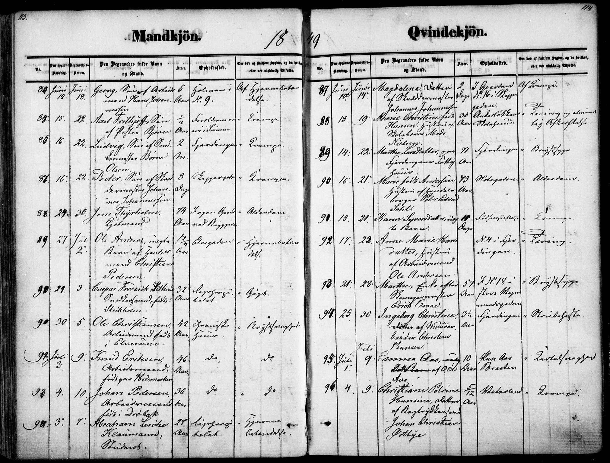 Oslo domkirke Kirkebøker, AV/SAO-A-10752/F/Fa/L0025: Parish register (official) no. 25, 1847-1867, p. 113-114