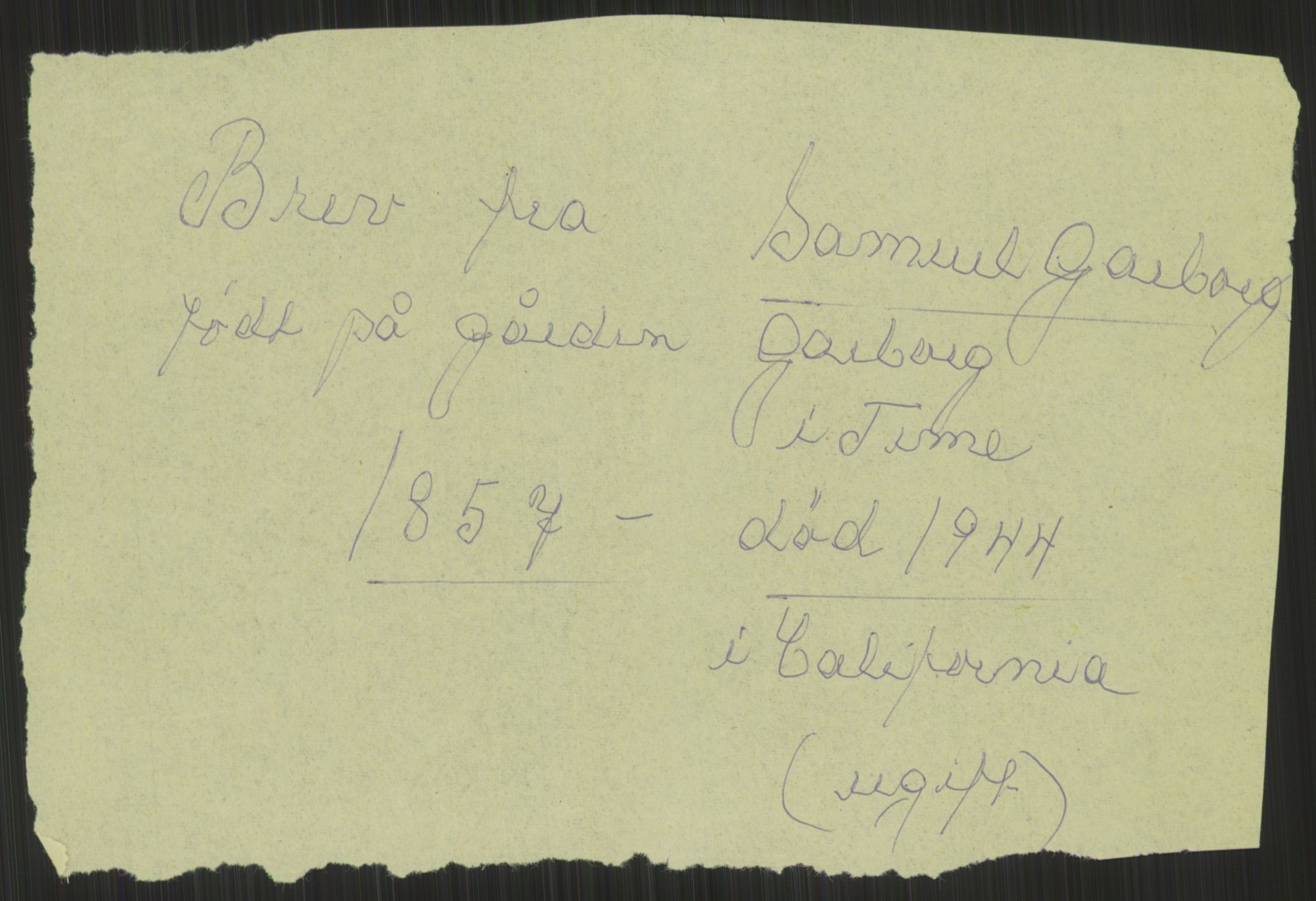 Samlinger til kildeutgivelse, Amerikabrevene, AV/RA-EA-4057/F/L0001: Innlån av ukjent proveniens. Innlån fra Østfold. Innlån fra Oslo: Bratvold - Garborgbrevene II, 1838-1914, p. 321