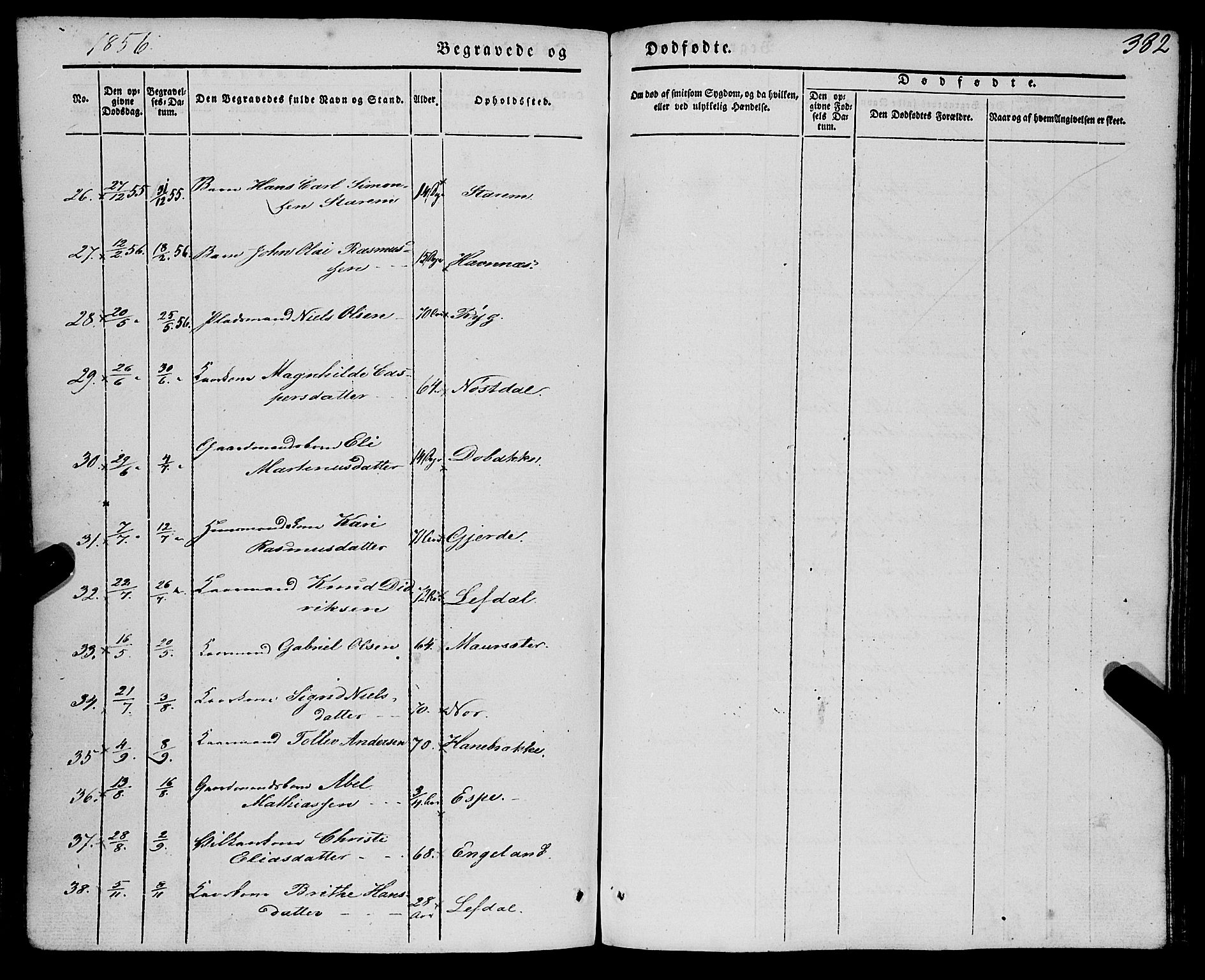 Eid sokneprestembete, AV/SAB-A-82301/H/Haa/Haaa/L0007: Parish register (official) no. A 7, 1844-1858, p. 382