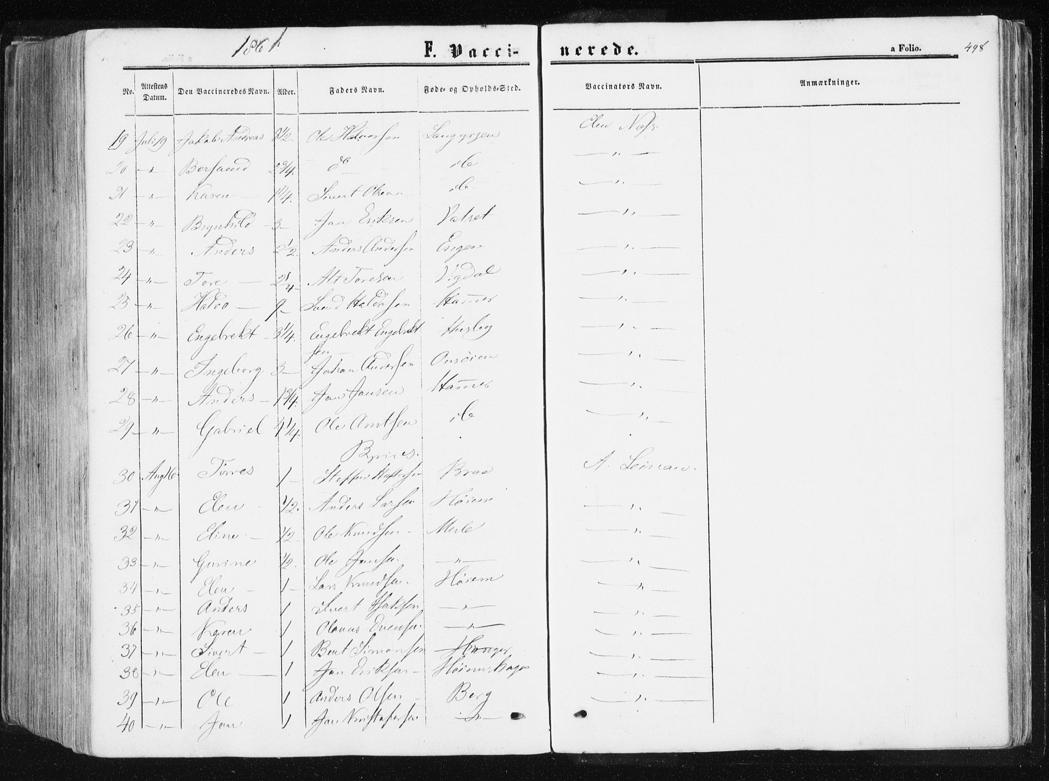 Ministerialprotokoller, klokkerbøker og fødselsregistre - Sør-Trøndelag, AV/SAT-A-1456/612/L0377: Parish register (official) no. 612A09, 1859-1877, p. 498