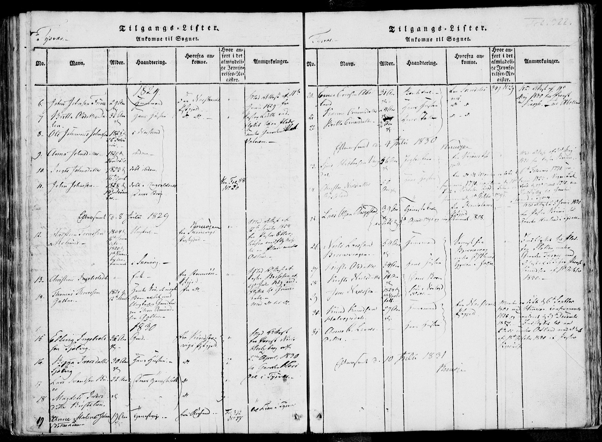 Skjold sokneprestkontor, SAST/A-101847/H/Ha/Haa/L0004: Parish register (official) no. A 4 /1, 1815-1830, p. 322