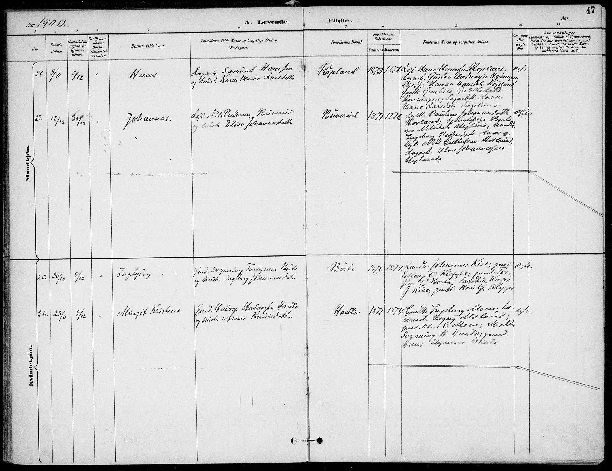 Lunde kirkebøker, SAKO/A-282/F/Fa/L0003: Parish register (official) no. I 3, 1893-1902, p. 47