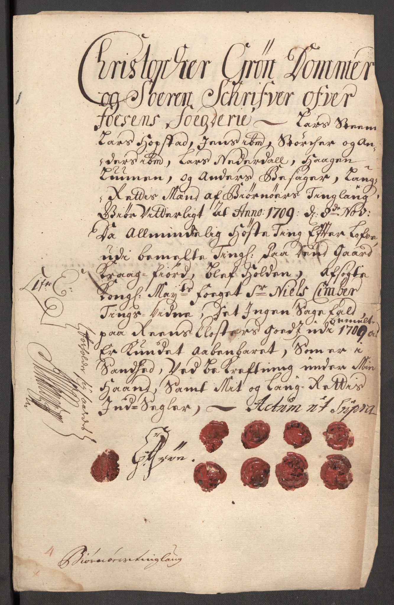 Rentekammeret inntil 1814, Reviderte regnskaper, Fogderegnskap, AV/RA-EA-4092/R57/L3858: Fogderegnskap Fosen, 1708-1709, p. 300