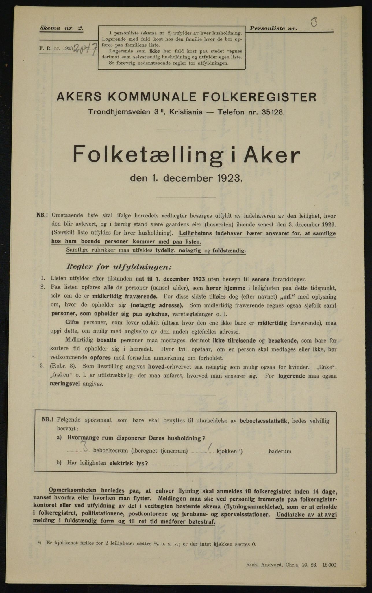 , Municipal Census 1923 for Aker, 1923, p. 21236