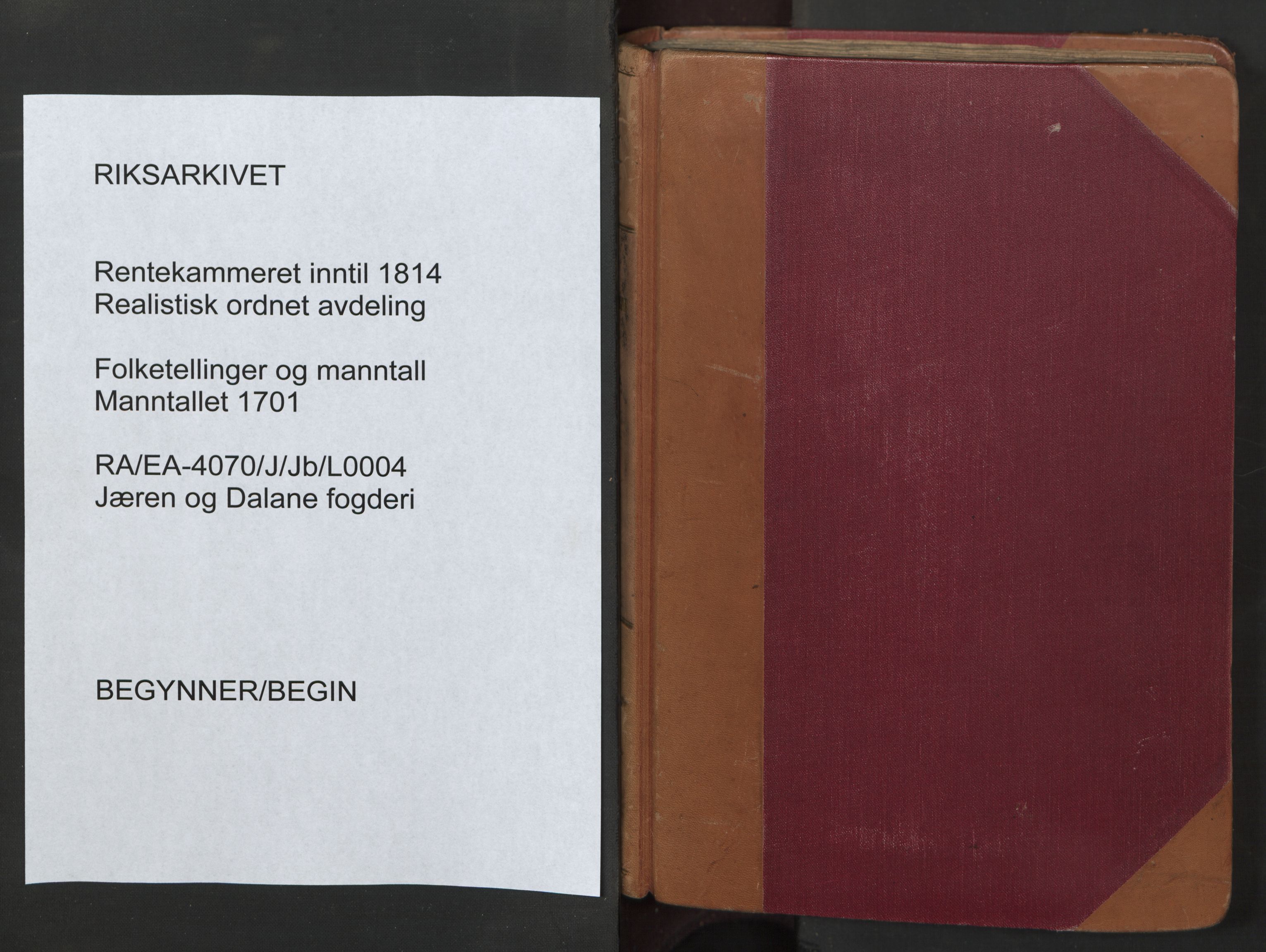 RA, Census (manntall) 1701, no. 4: Jæren and Dalane fogderi, 1701