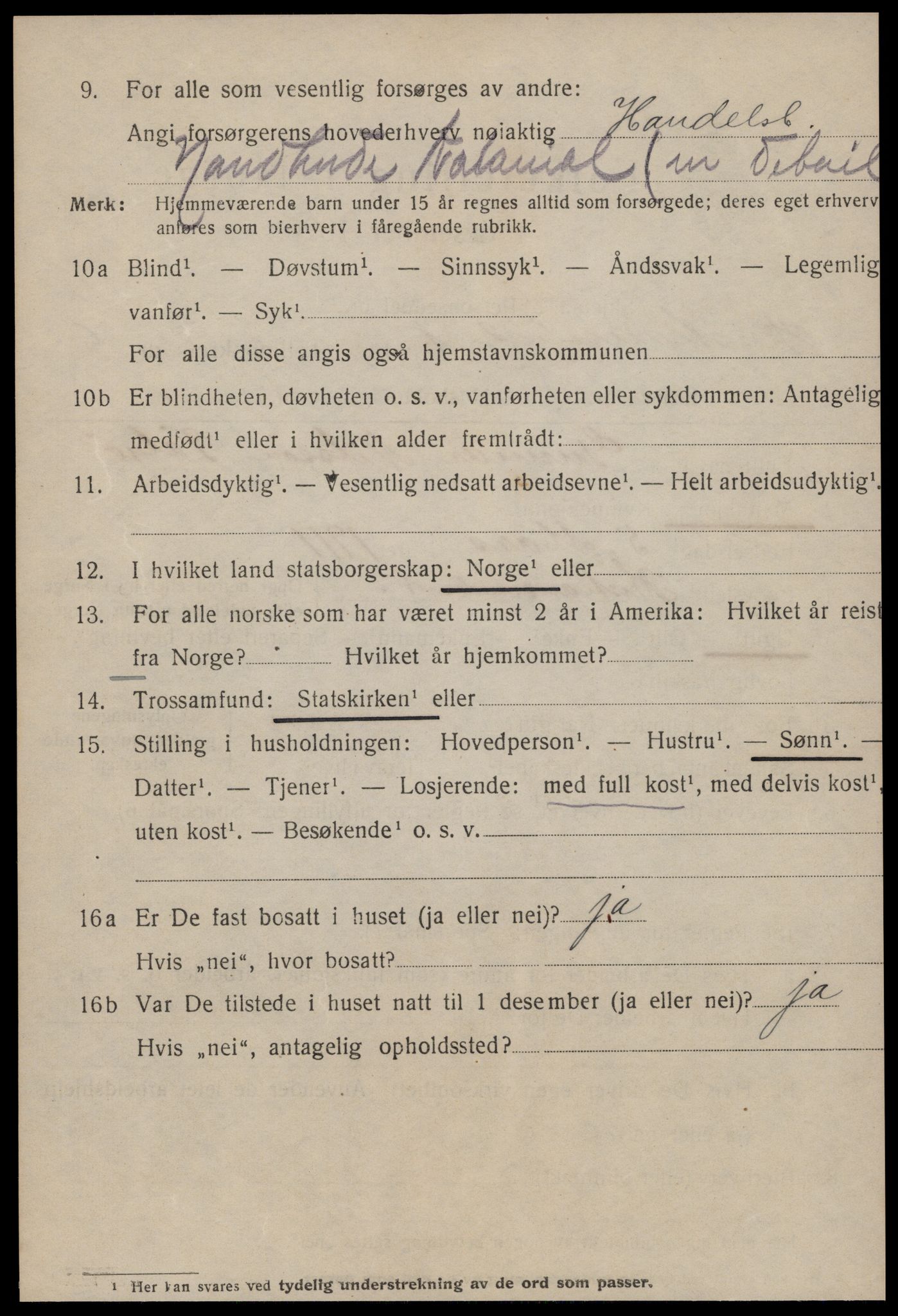 SAT, 1920 census for Kristiansund, 1920, p. 17032