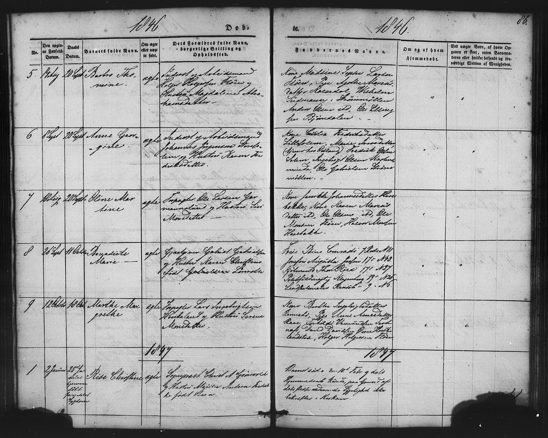 St. Jørgens hospital og Årstad sokneprestembete, AV/SAB-A-99934: Parish register (copy) no. A 2, 1843-1863, p. 86