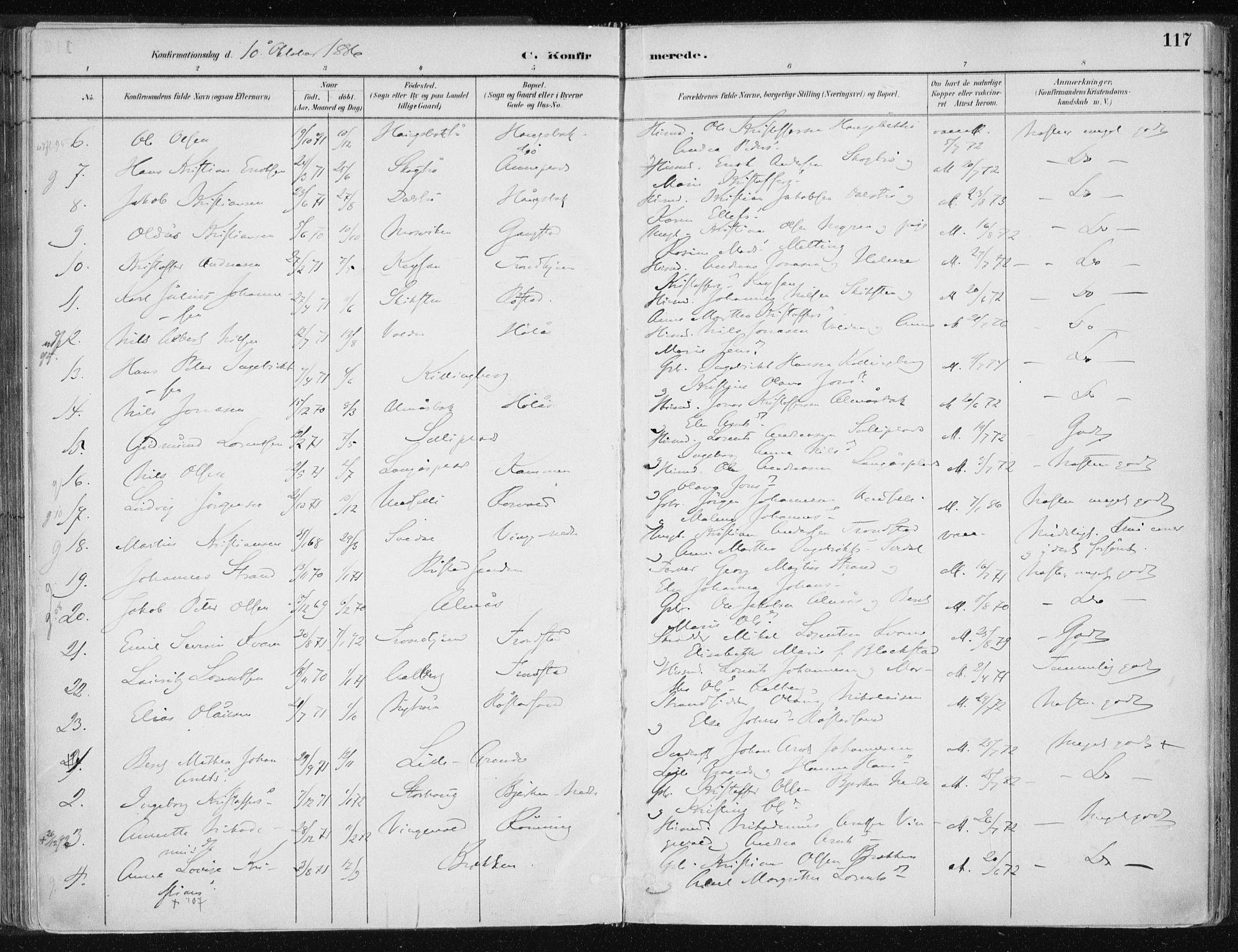 Ministerialprotokoller, klokkerbøker og fødselsregistre - Nord-Trøndelag, SAT/A-1458/701/L0010: Parish register (official) no. 701A10, 1883-1899, p. 117