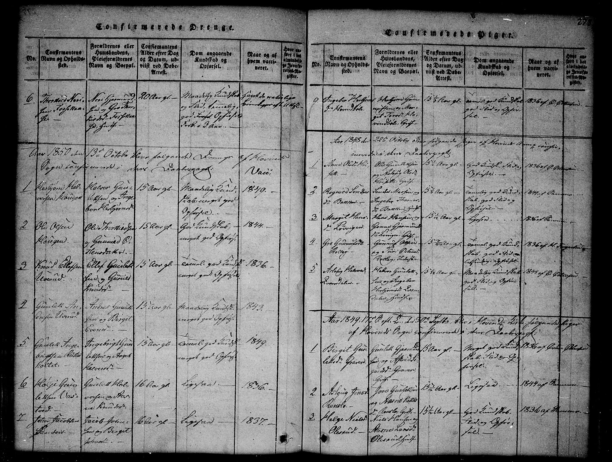 Gransherad kirkebøker, SAKO/A-267/G/Gb/L0001: Parish register (copy) no. II 1, 1815-1860, p. 278