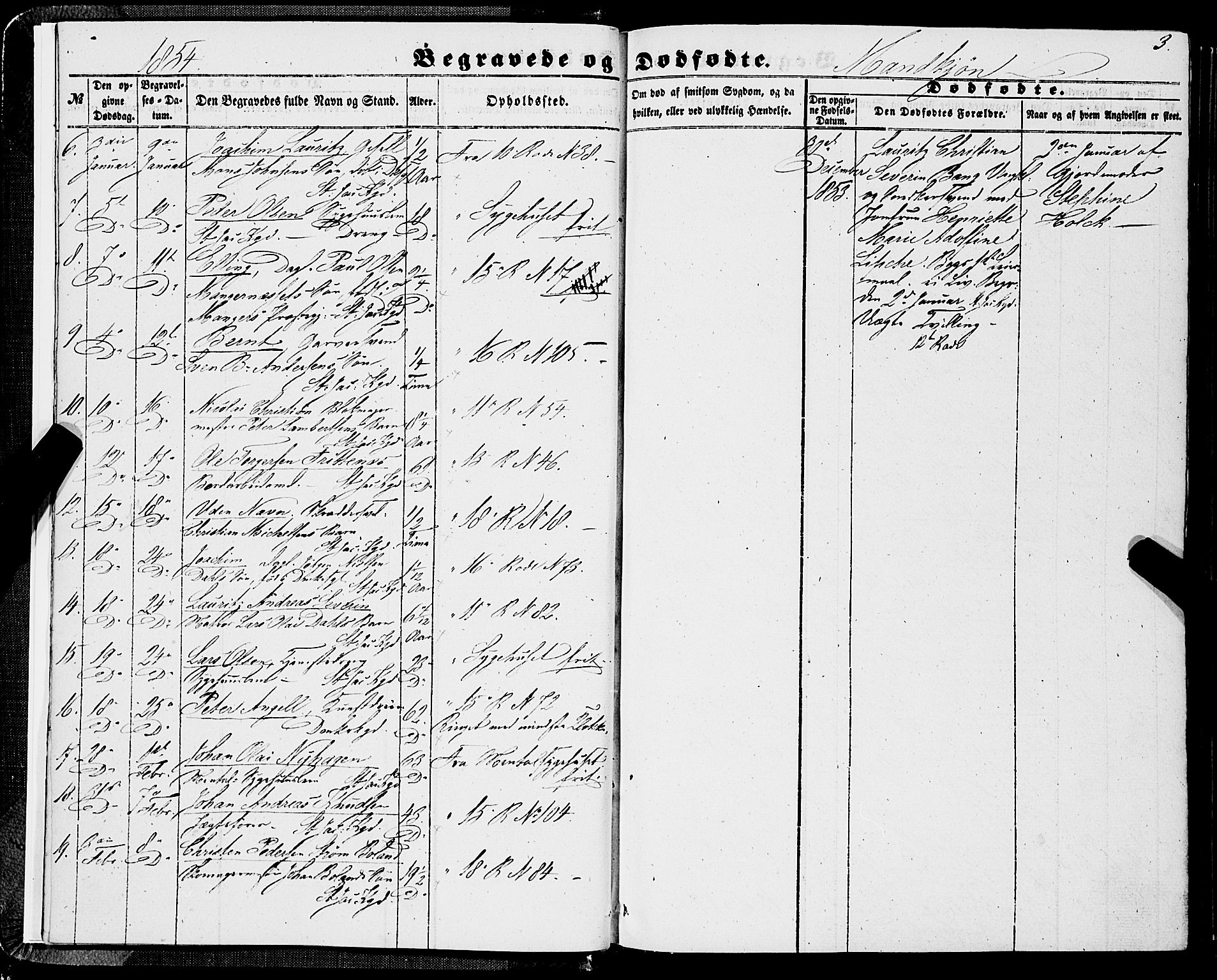 Domkirken sokneprestembete, SAB/A-74801/H/Haa/L0041: Parish register (official) no. E 2, 1853-1863, p. 3