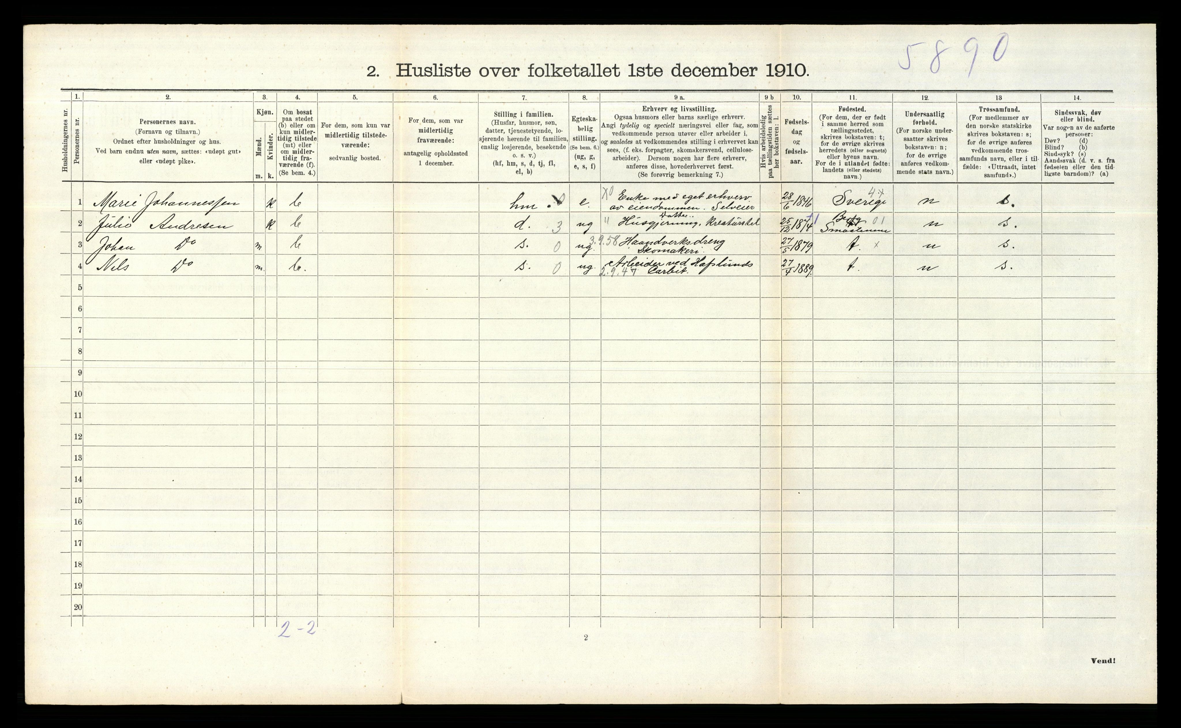 RA, 1910 census for Skjeberg, 1910, p. 217