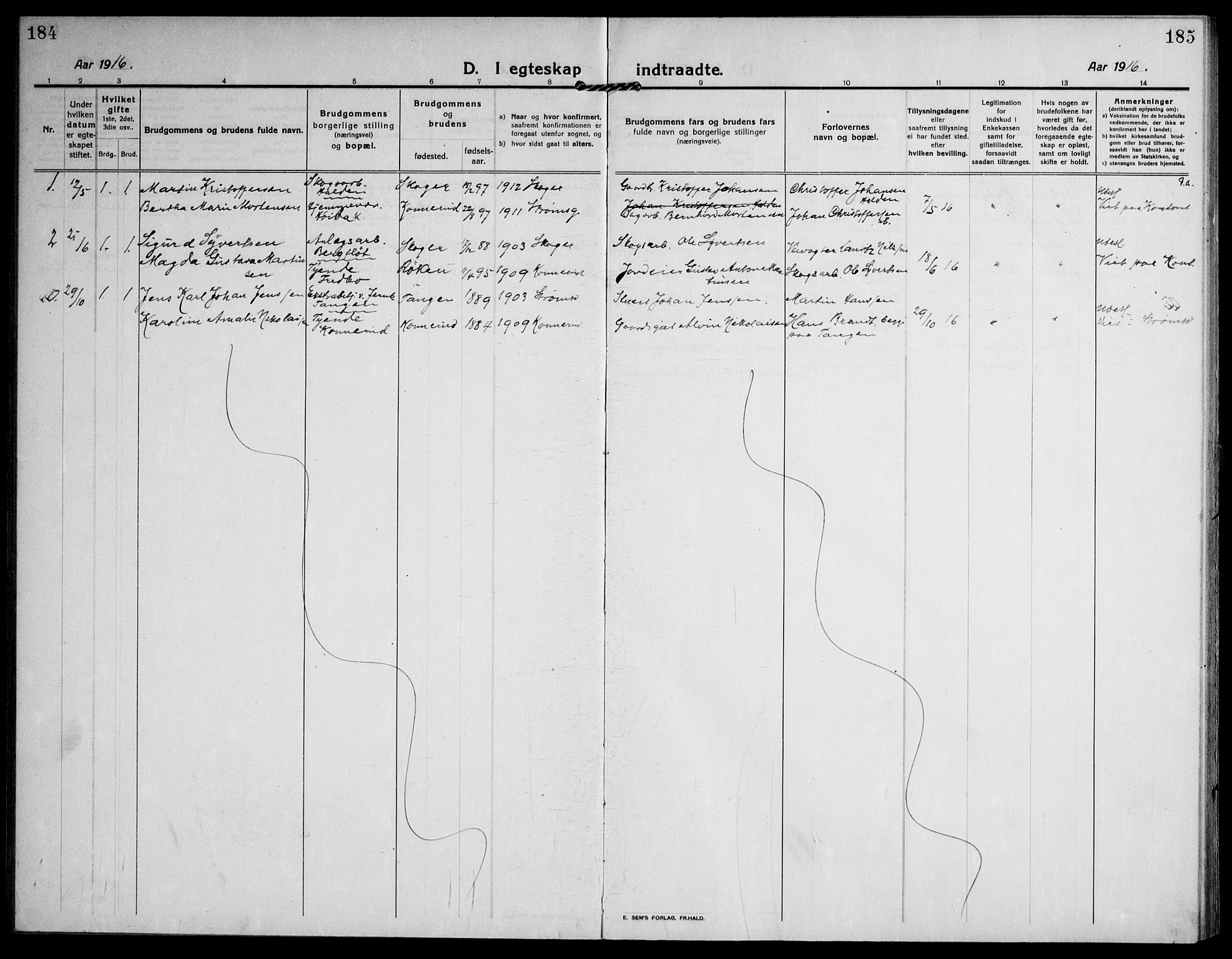 Skoger kirkebøker, AV/SAKO-A-59/F/Fb/L0002: Parish register (official) no. II 2, 1914-1941, p. 184-185