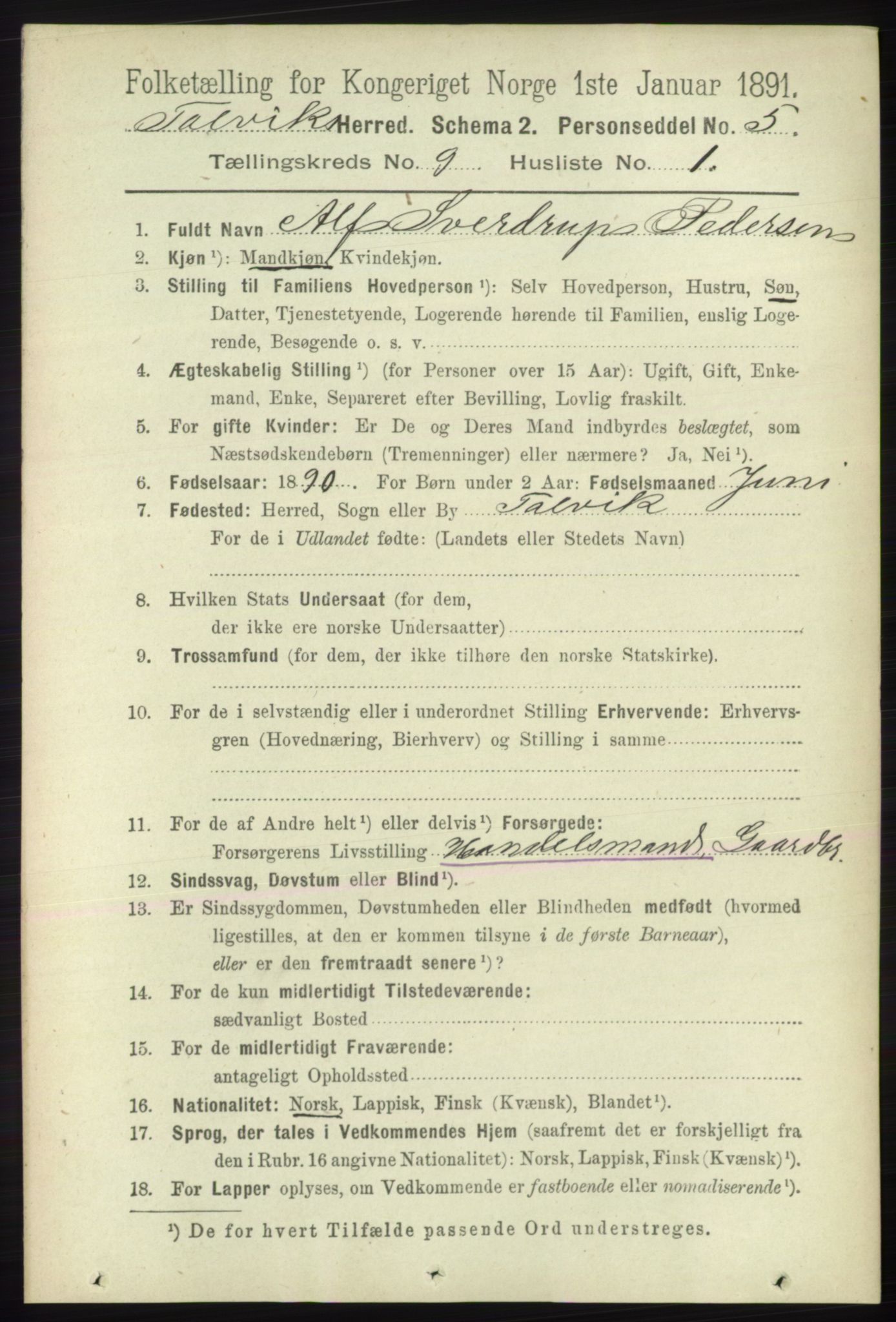 RA, 1891 census for 2013 Talvik, 1891, p. 2174