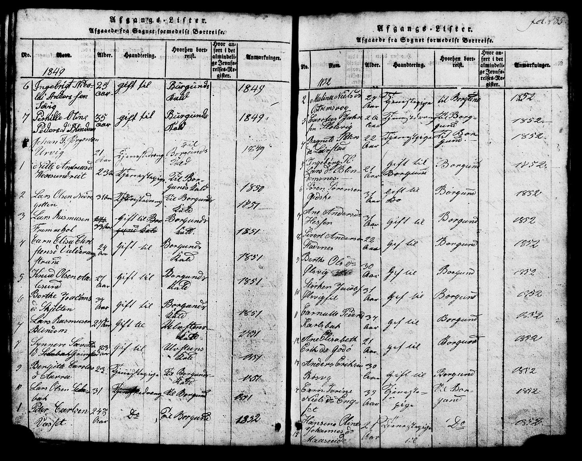 Ministerialprotokoller, klokkerbøker og fødselsregistre - Møre og Romsdal, SAT/A-1454/537/L0520: Parish register (copy) no. 537C01, 1819-1868, p. 285