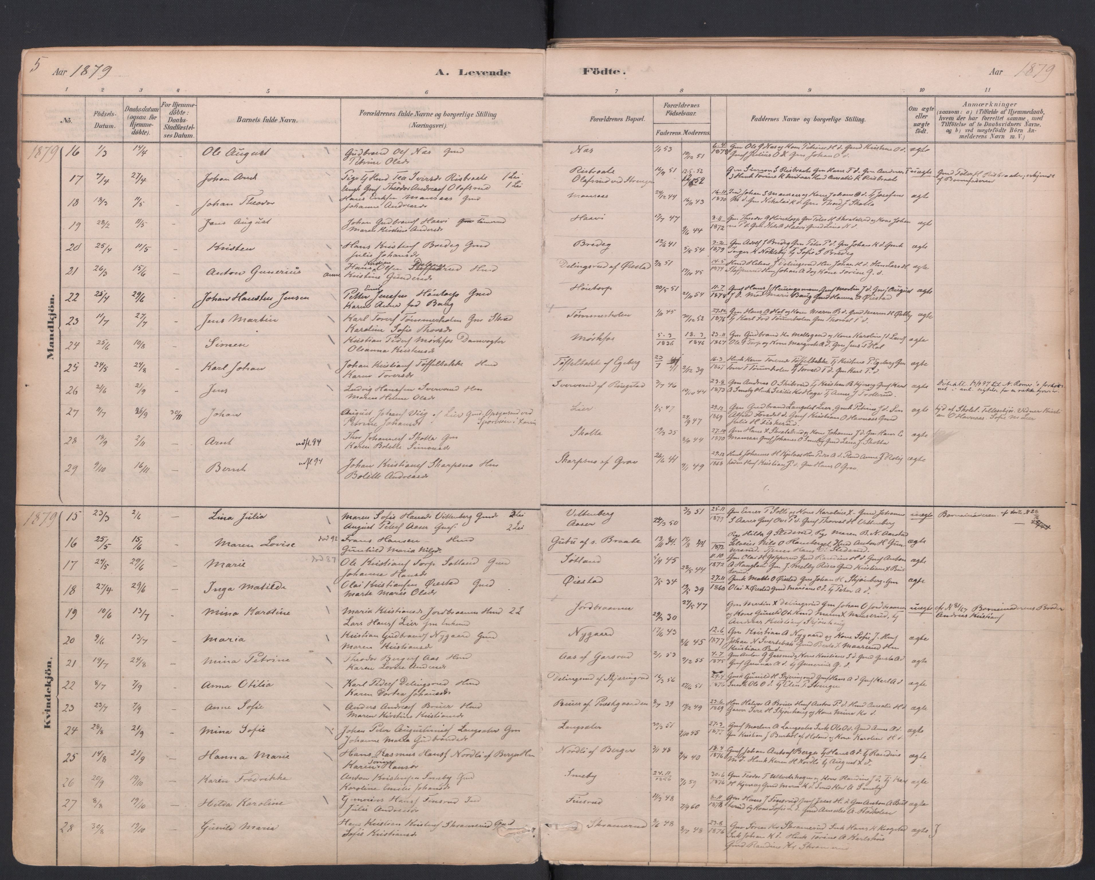 Trøgstad prestekontor Kirkebøker, SAO/A-10925/F/Fa/L0010: Parish register (official) no. I 10, 1878-1898, p. 5