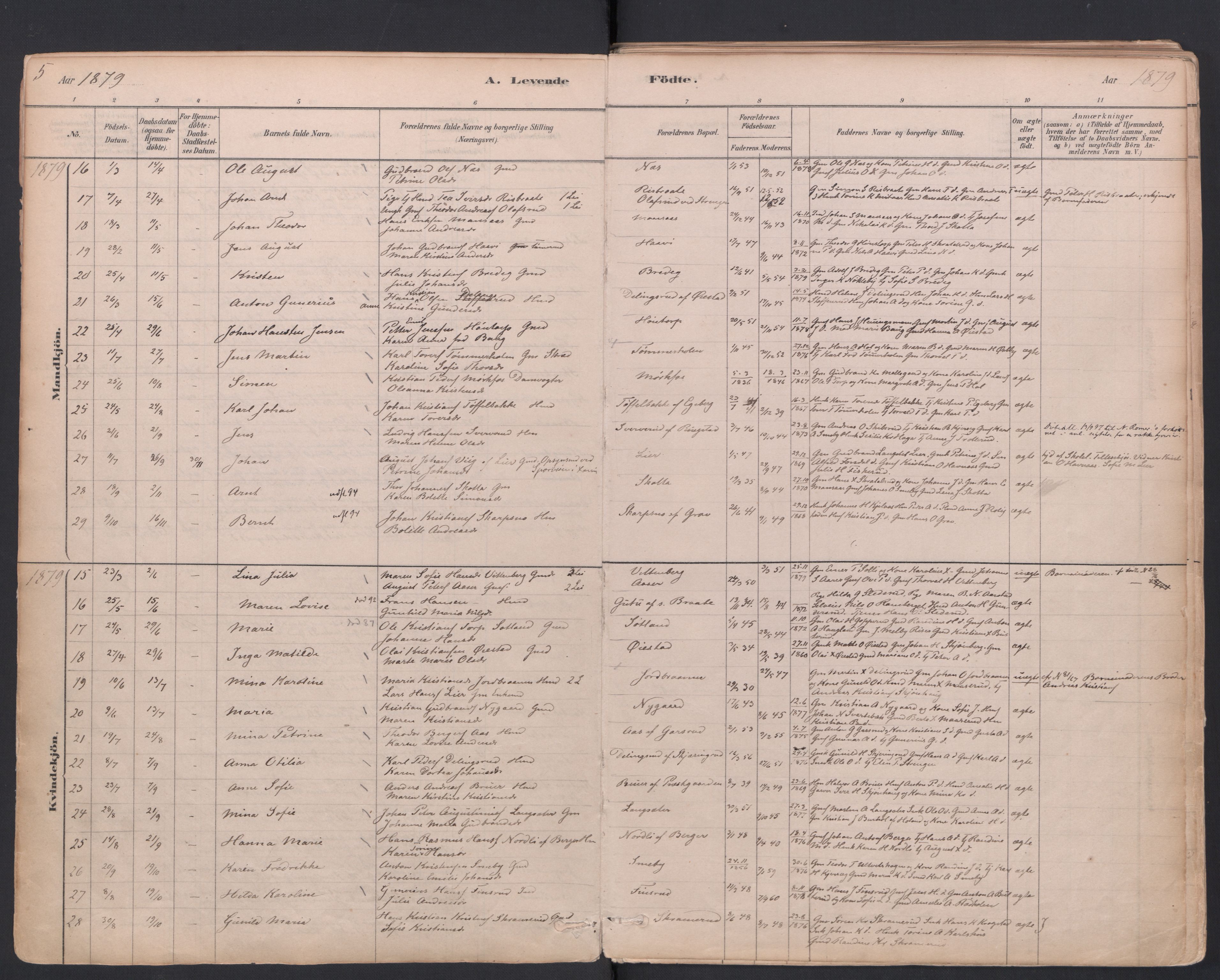 Trøgstad prestekontor Kirkebøker, AV/SAO-A-10925/F/Fa/L0010: Parish register (official) no. I 10, 1878-1898, p. 5