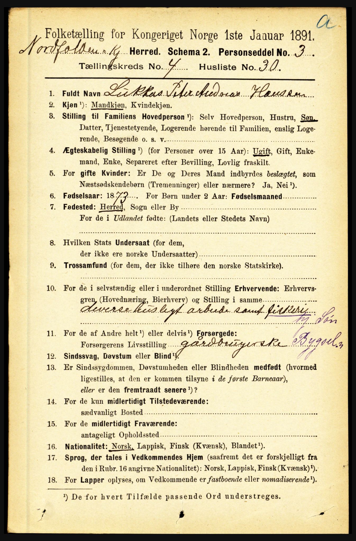 RA, 1891 census for 1846 Nordfold-Kjerringøy, 1891, p. 1121