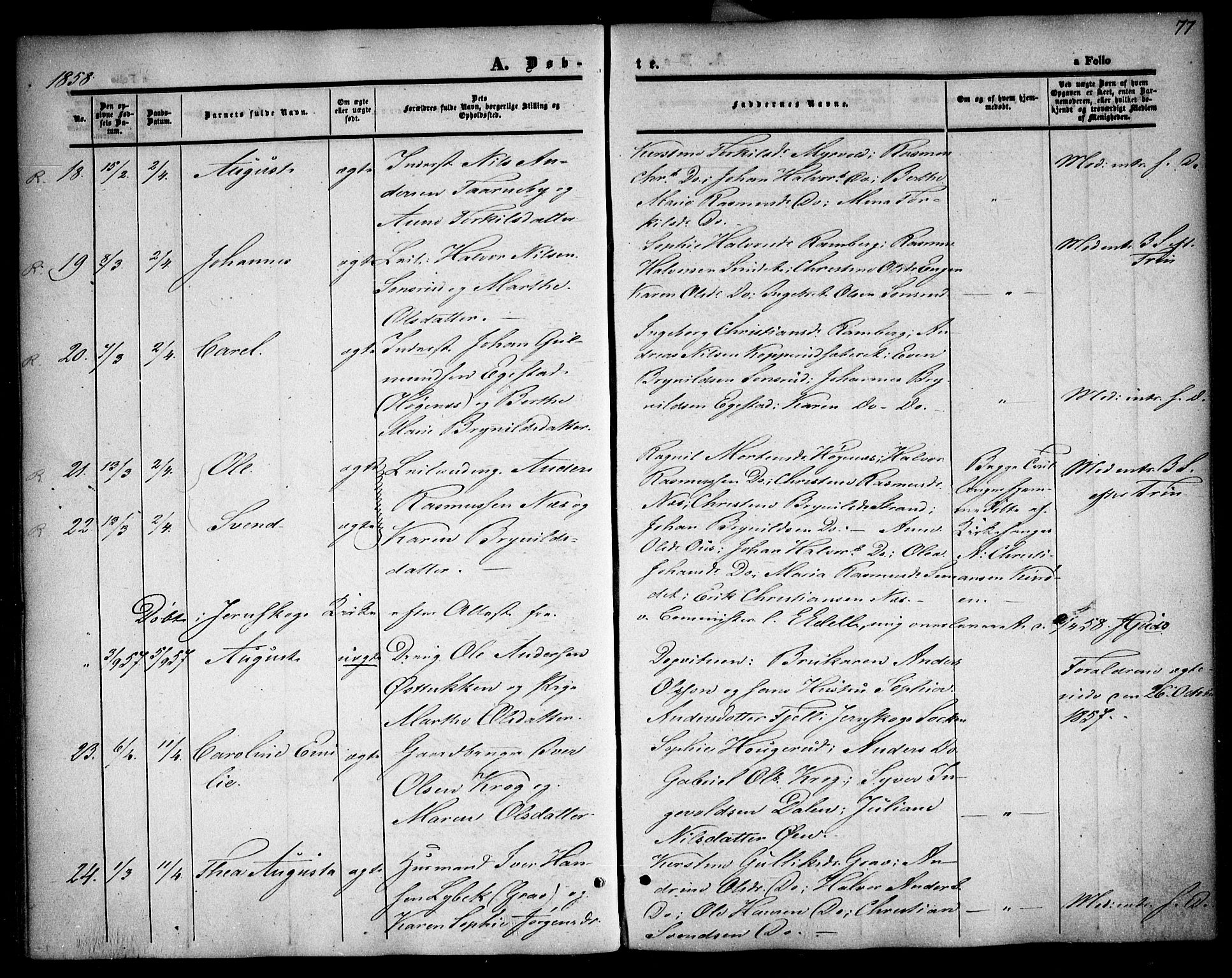 Rødenes prestekontor Kirkebøker, AV/SAO-A-2005/F/Fa/L0006: Parish register (official) no. I 6, 1850-1859, p. 77