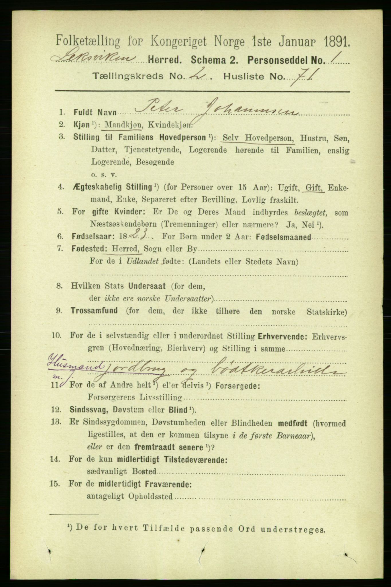 RA, 1891 census for 1718 Leksvik, 1891, p. 1075