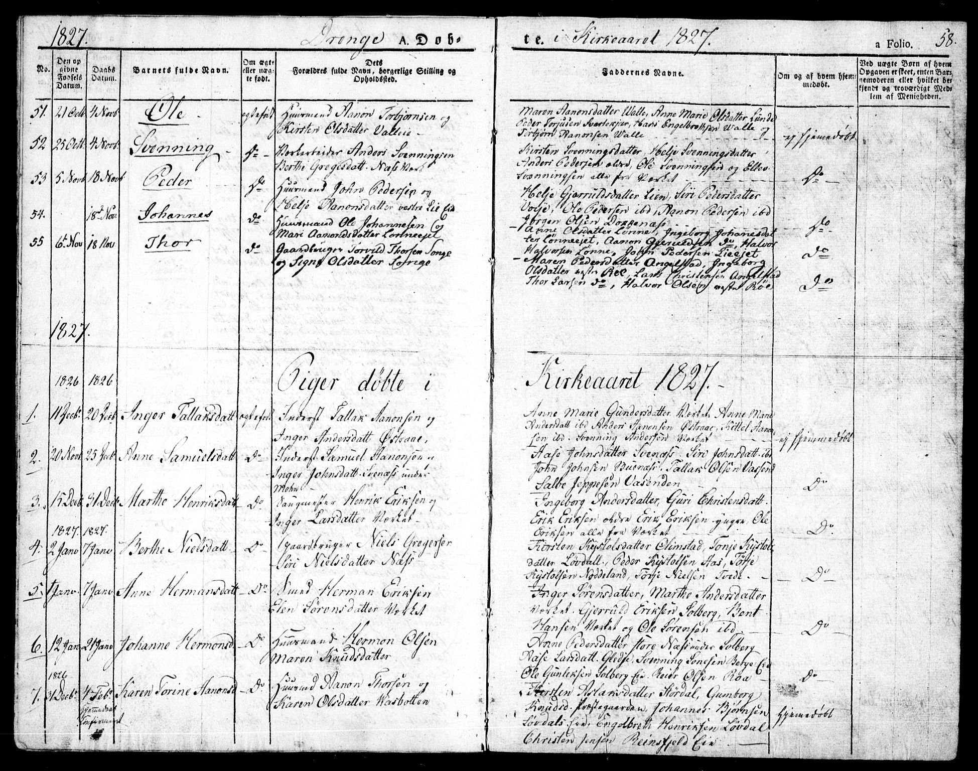 Holt sokneprestkontor, AV/SAK-1111-0021/F/Fa/L0006: Parish register (official) no. A 6, 1820-1835, p. 58