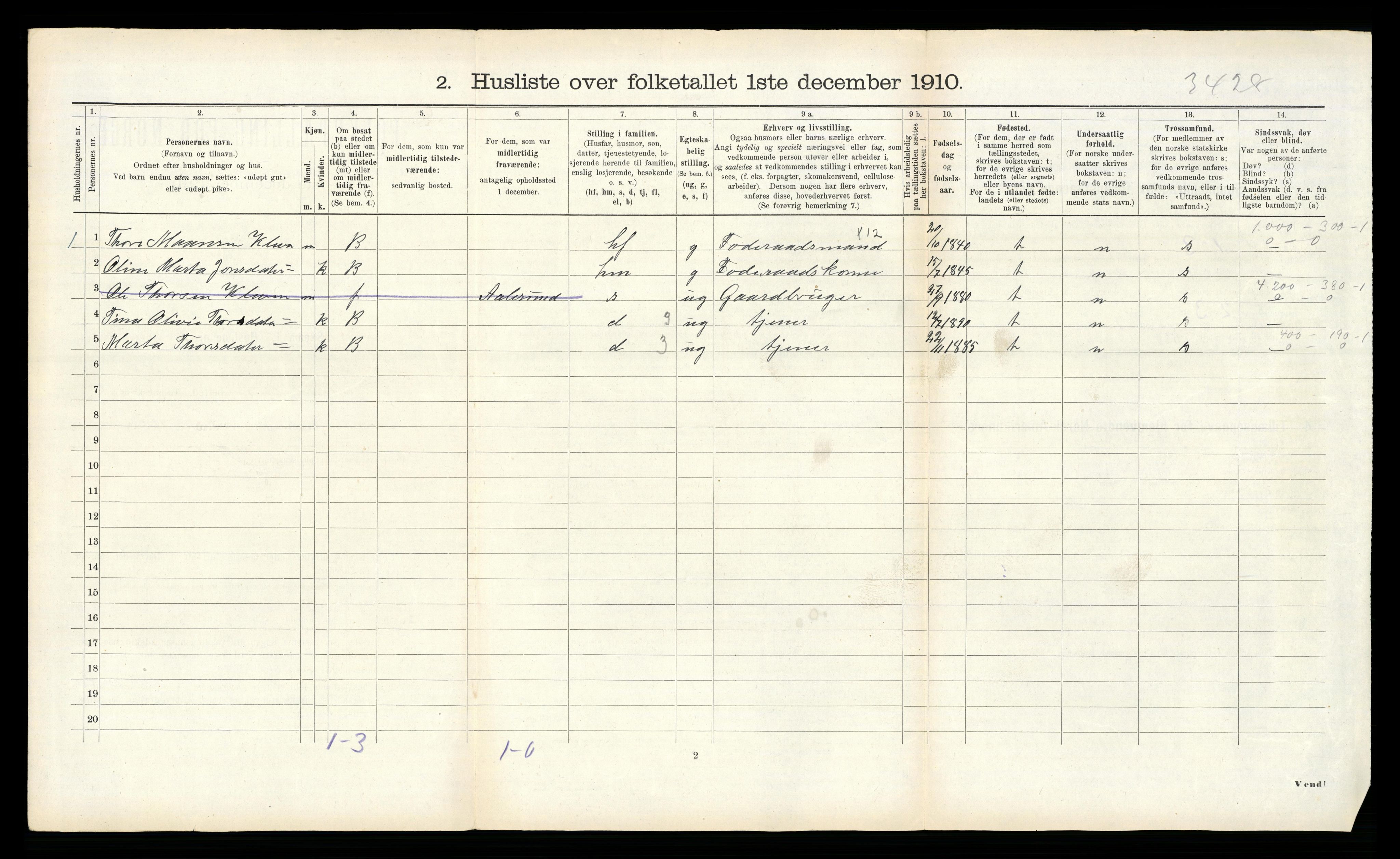 RA, 1910 census for Norddal, 1910, p. 690