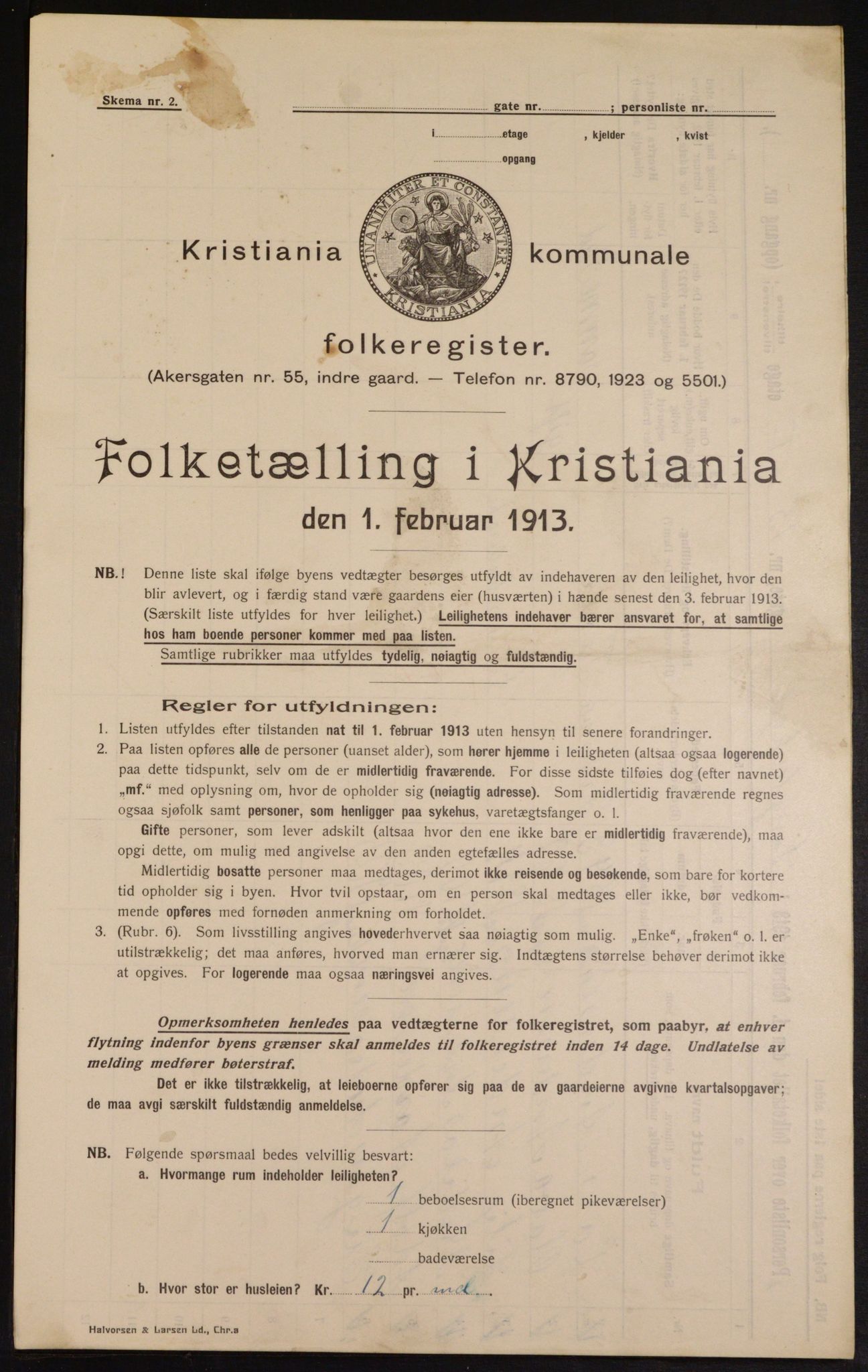 OBA, Municipal Census 1913 for Kristiania, 1913, p. 56834