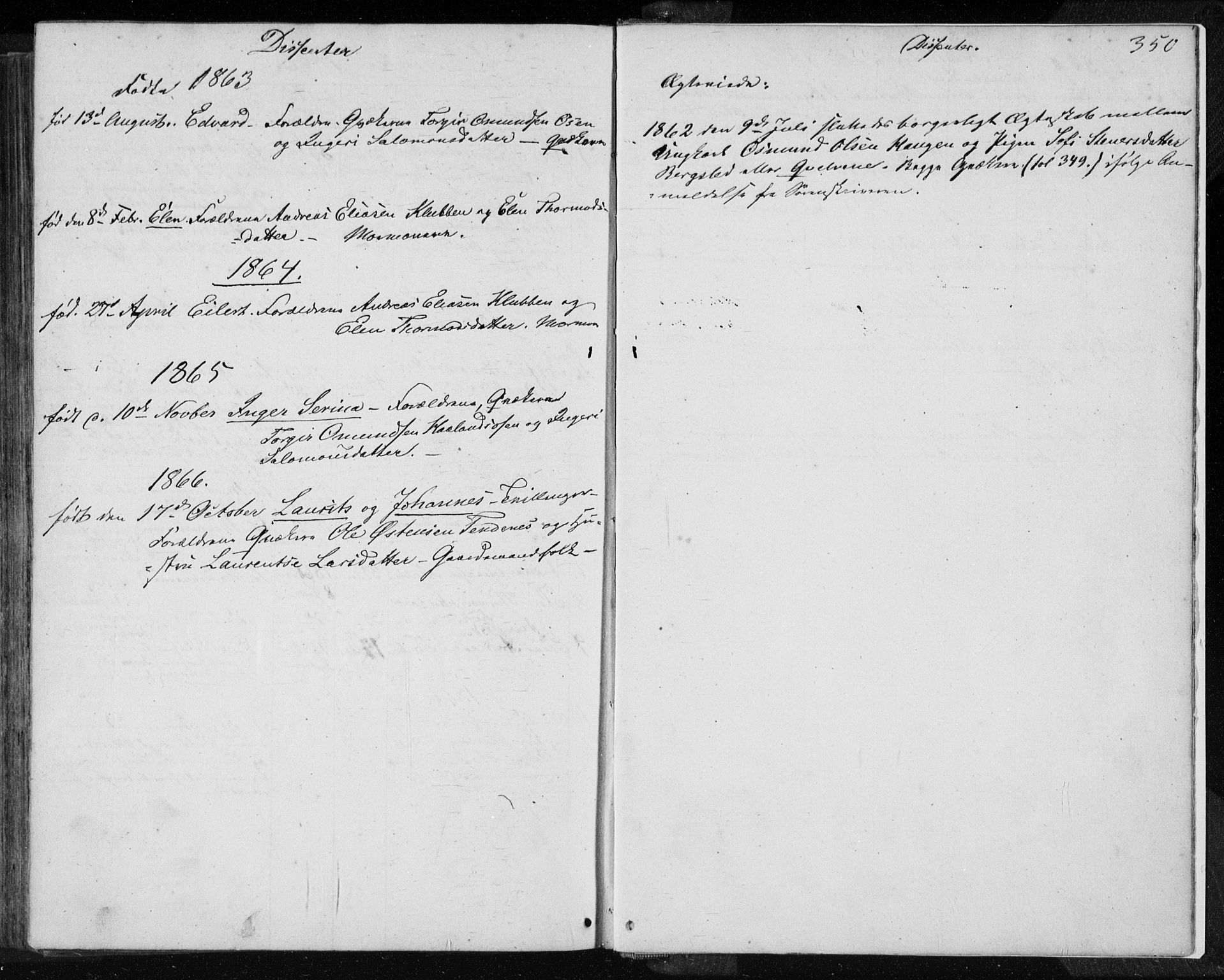 Jelsa sokneprestkontor, SAST/A-101842/01/IV: Parish register (official) no. A 7, 1854-1866, p. 350