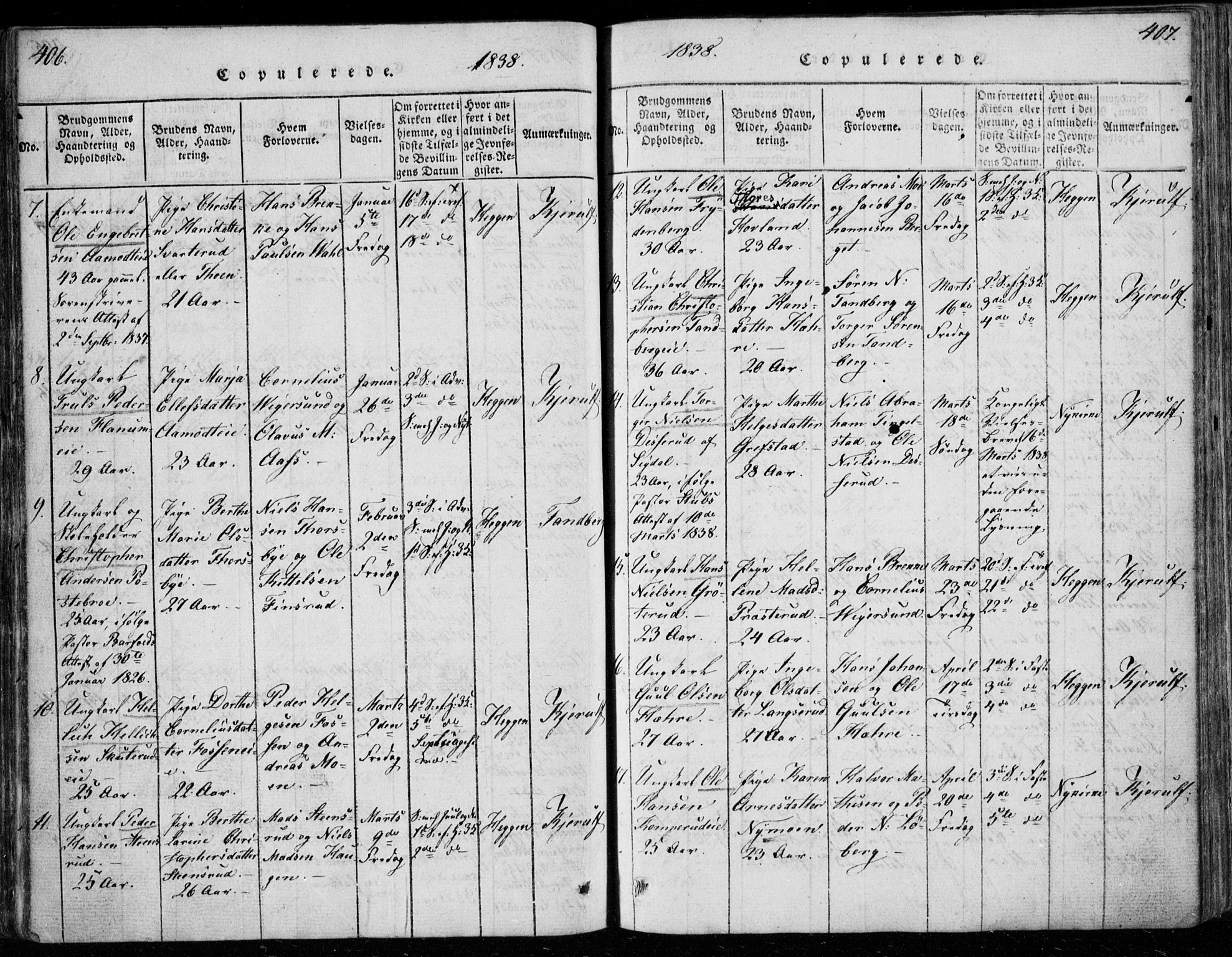 Modum kirkebøker, AV/SAKO-A-234/F/Fa/L0006: Parish register (official) no. 6, 1832-1841, p. 406-407