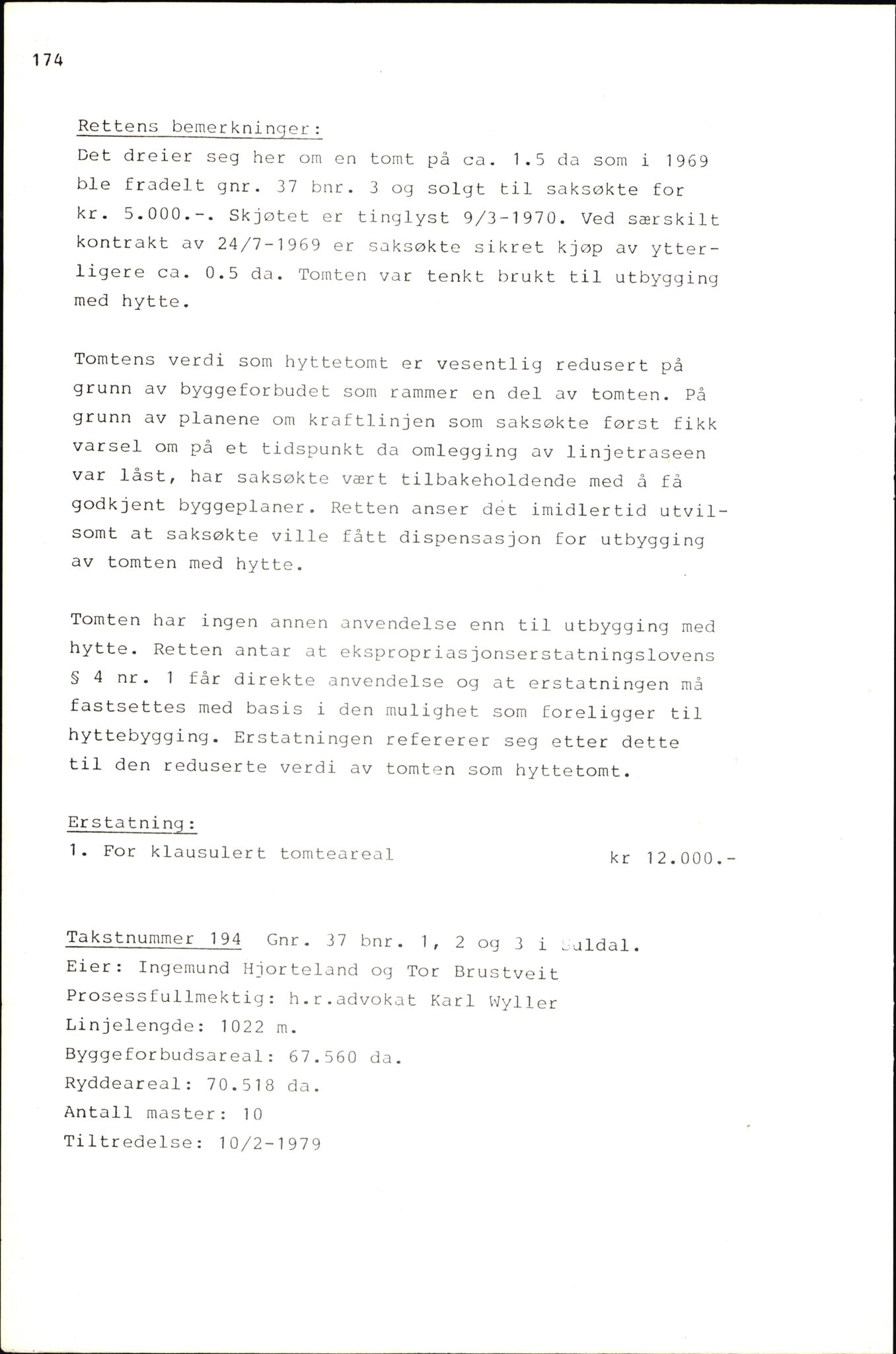 Vest-Telemark sorenskriveri, AV/SAKO-A-134/F/Fo/Fob/L0004: Skjønn/rettsbøker for kraftutbygging/veg, 1973-1989, p. 1016