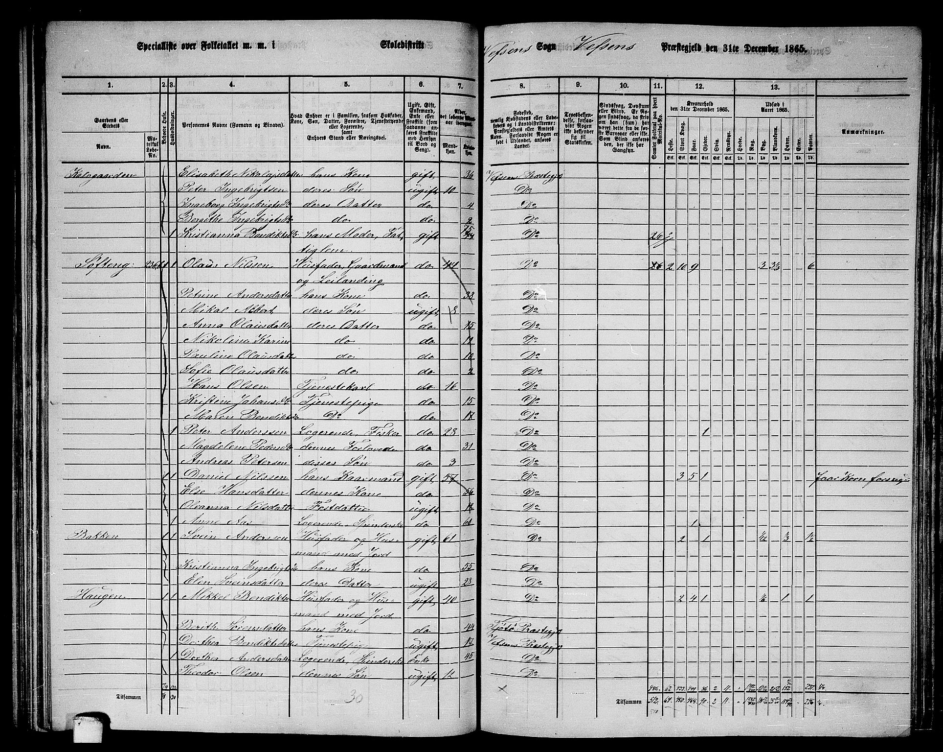 RA, 1865 census for Vefsn, 1865, p. 152