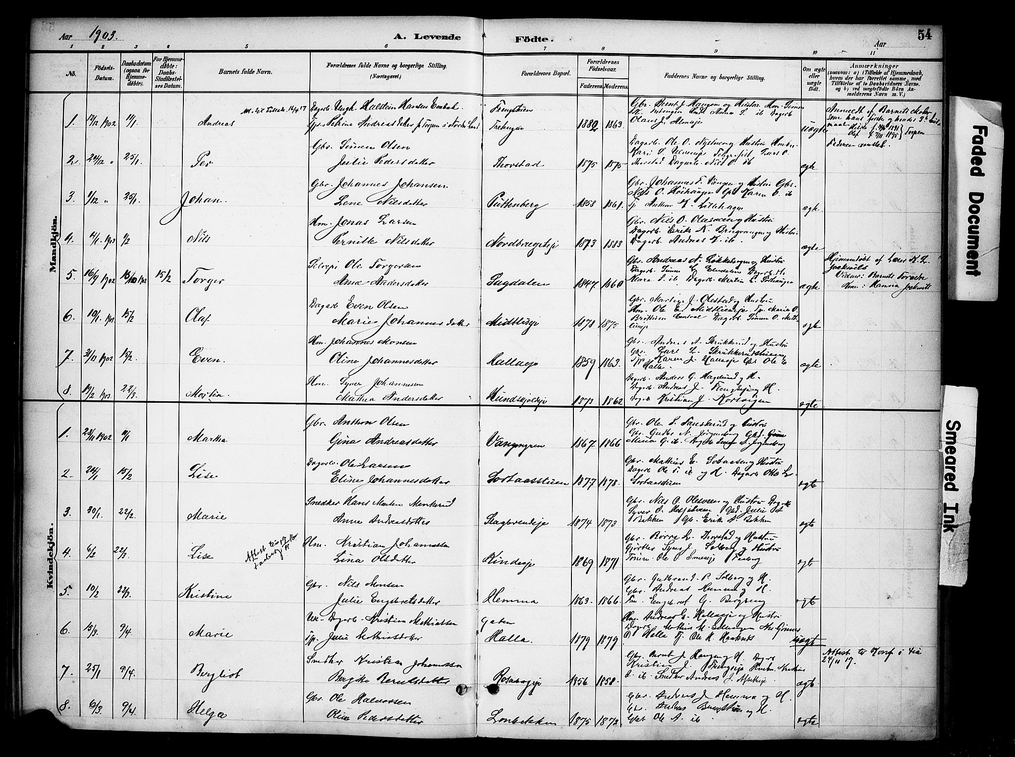 Ringsaker prestekontor, AV/SAH-PREST-014/K/Ka/L0015: Parish register (official) no. 15, 1891-1904, p. 54