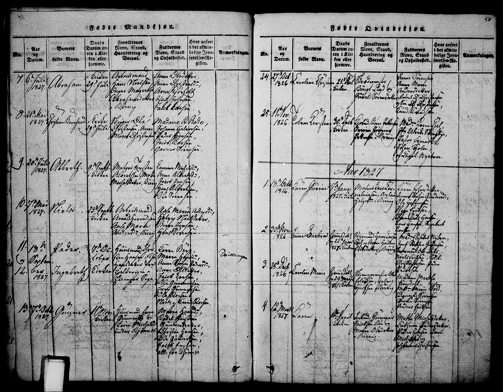 Brevik kirkebøker, SAKO/A-255/F/Fa/L0004: Parish register (official) no. 4, 1814-1846, p. 50