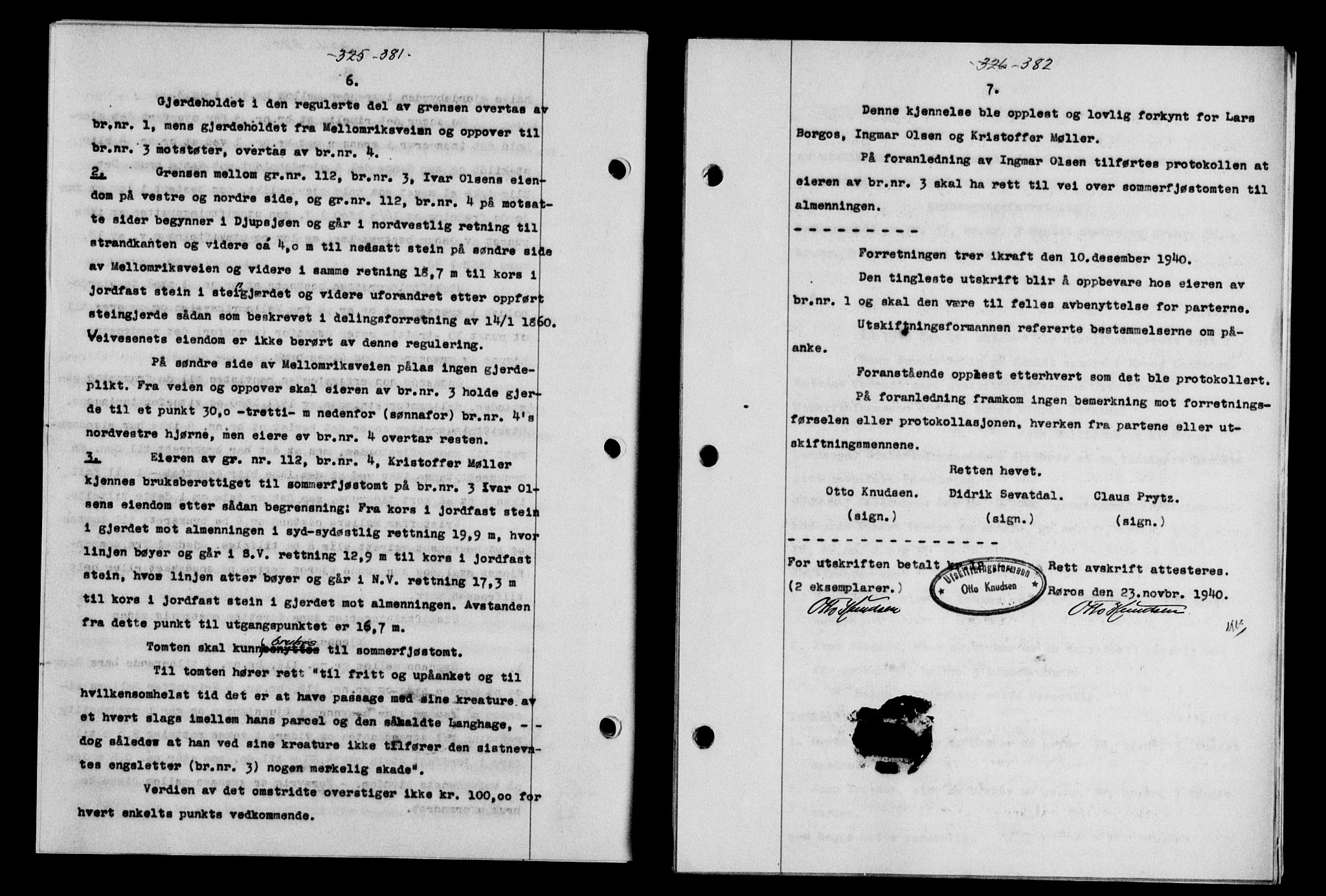 Gauldal sorenskriveri, SAT/A-0014/1/2/2C/L0052: Mortgage book no. 57, 1940-1941, Diary no: : 1055/1940
