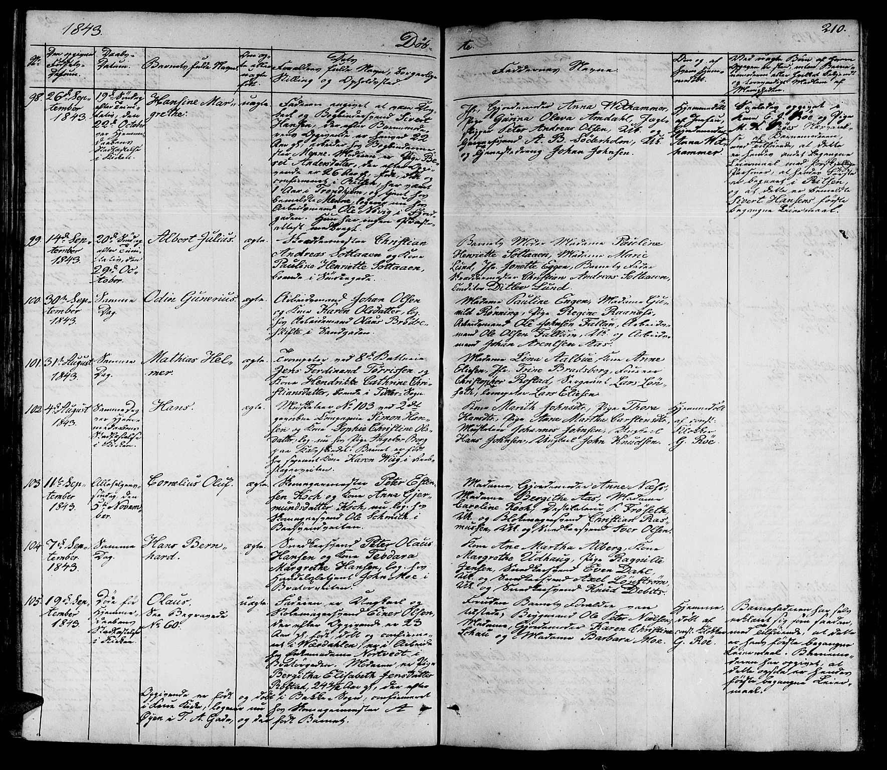 Ministerialprotokoller, klokkerbøker og fødselsregistre - Sør-Trøndelag, AV/SAT-A-1456/602/L0136: Parish register (copy) no. 602C04, 1833-1845, p. 210