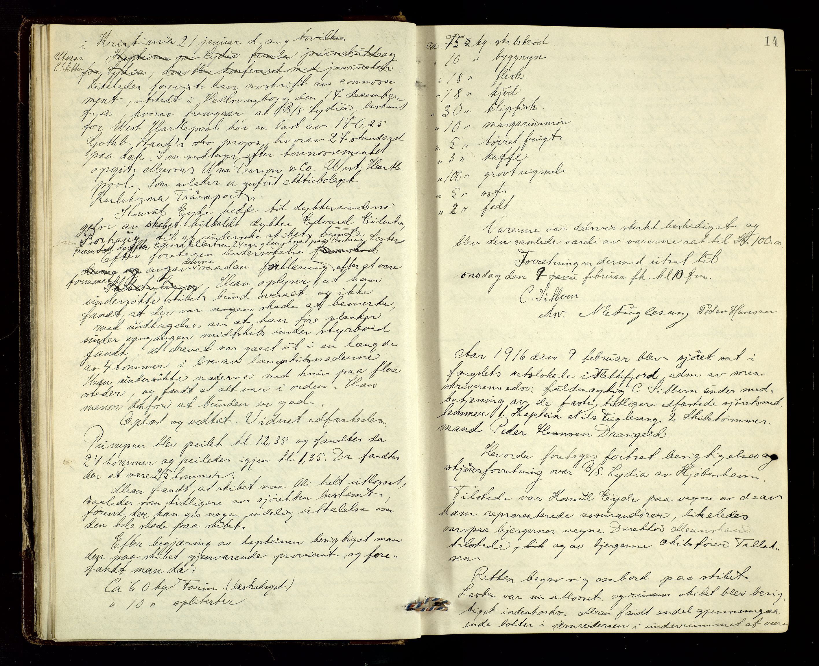 Flekkefjord sorenskriveri, AV/SAK-1221-0001/F/Fb/L0016: Ekstrarettsprotokoll nr. 17, 1916-1917, p. 14