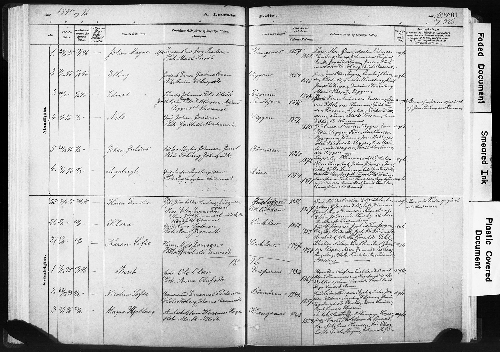 Ministerialprotokoller, klokkerbøker og fødselsregistre - Sør-Trøndelag, SAT/A-1456/665/L0773: Parish register (official) no. 665A08, 1879-1905, p. 61