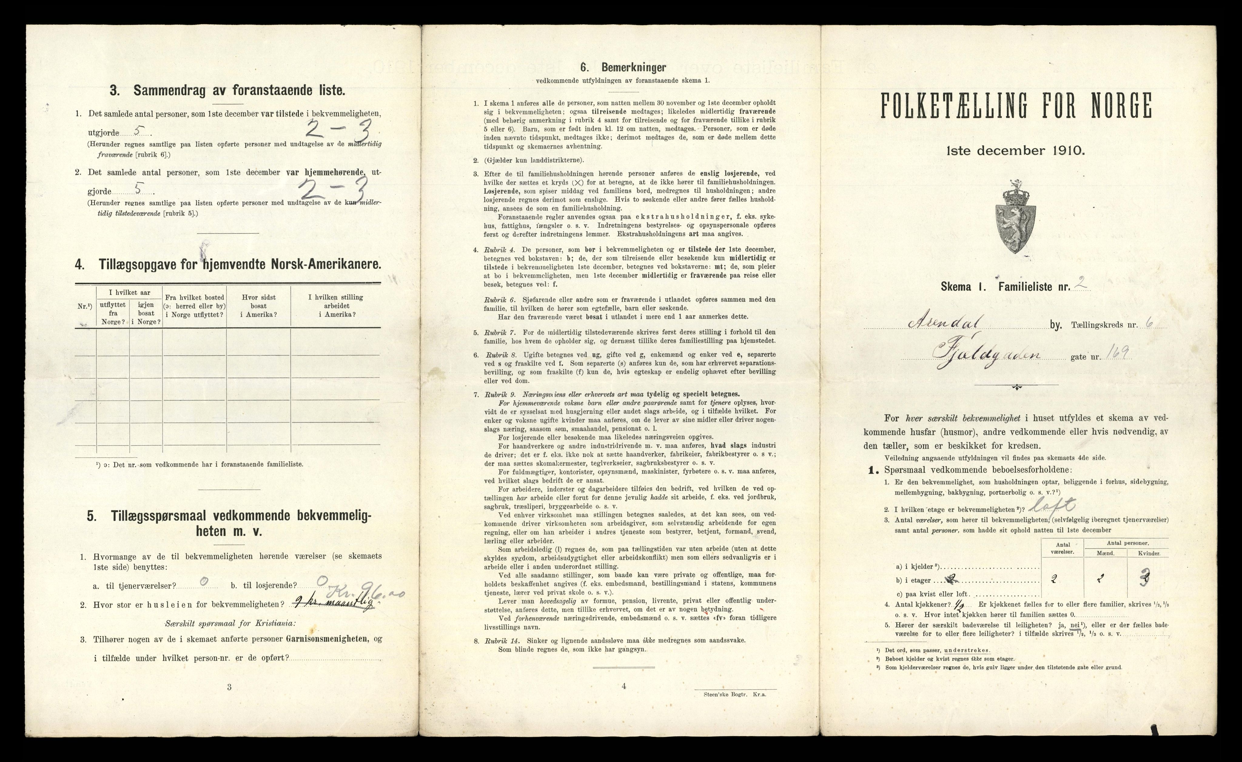 RA, 1910 census for Arendal, 1910, p. 1849