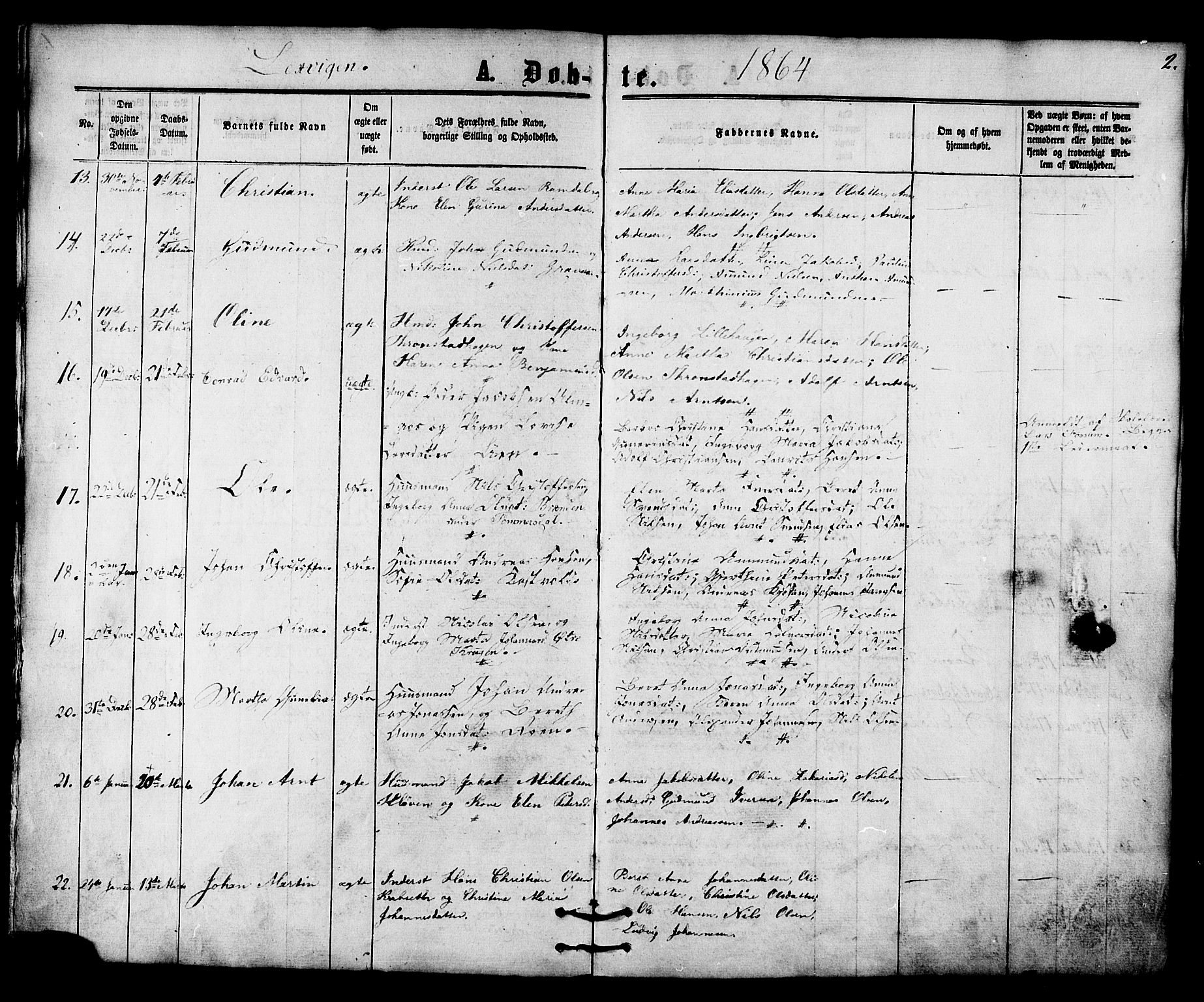 Ministerialprotokoller, klokkerbøker og fødselsregistre - Nord-Trøndelag, AV/SAT-A-1458/701/L0009: Parish register (official) no. 701A09 /1, 1864-1882, p. 2