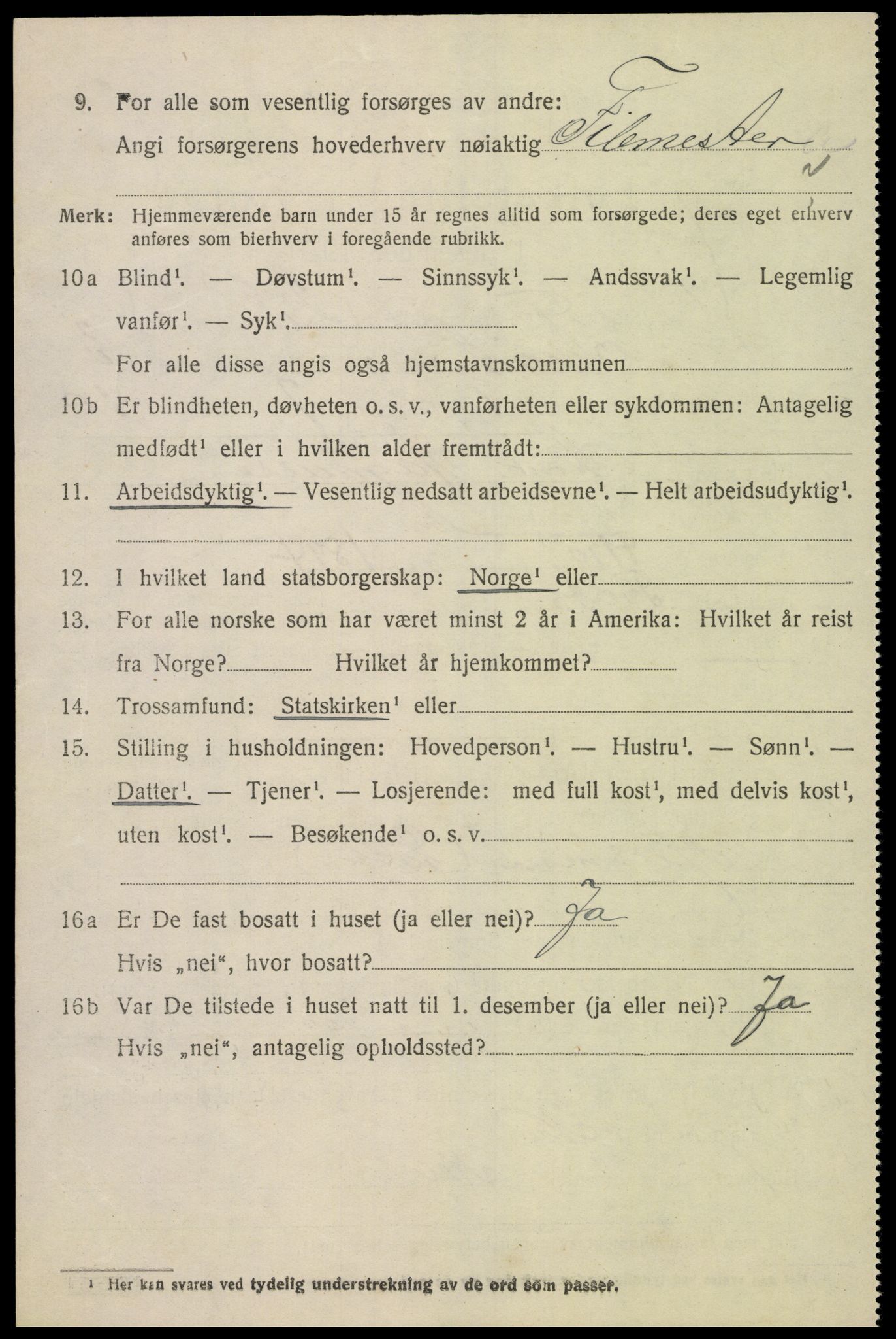 SAK, 1920 census for Tveit, 1920, p. 1489