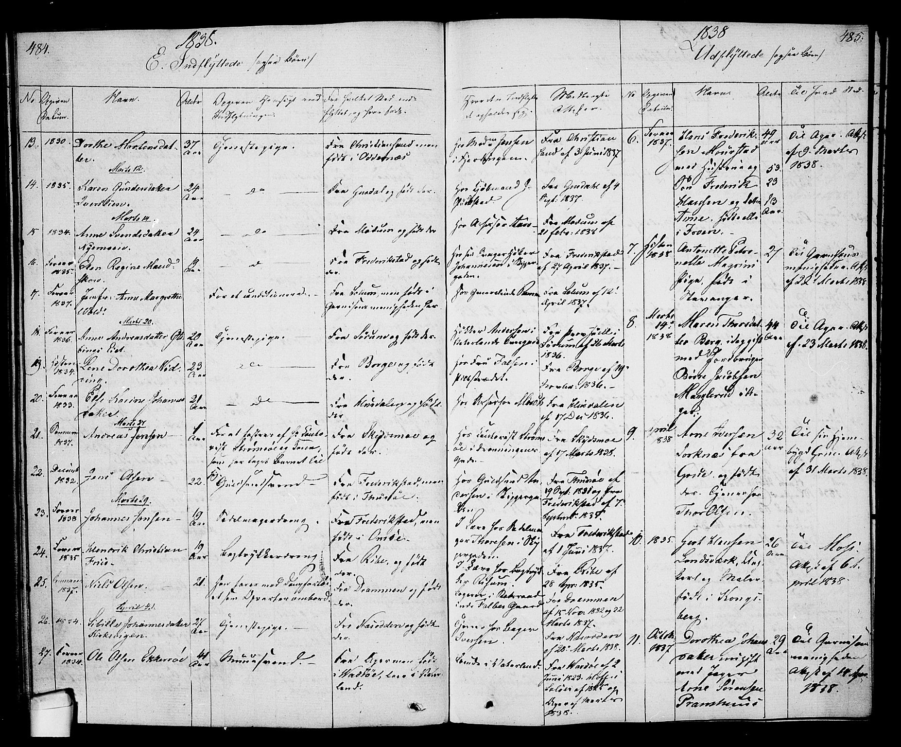 Oslo domkirke Kirkebøker, SAO/A-10752/F/Fa/L0027: Parish register (official) no. 27, 1828-1840, p. 484-485