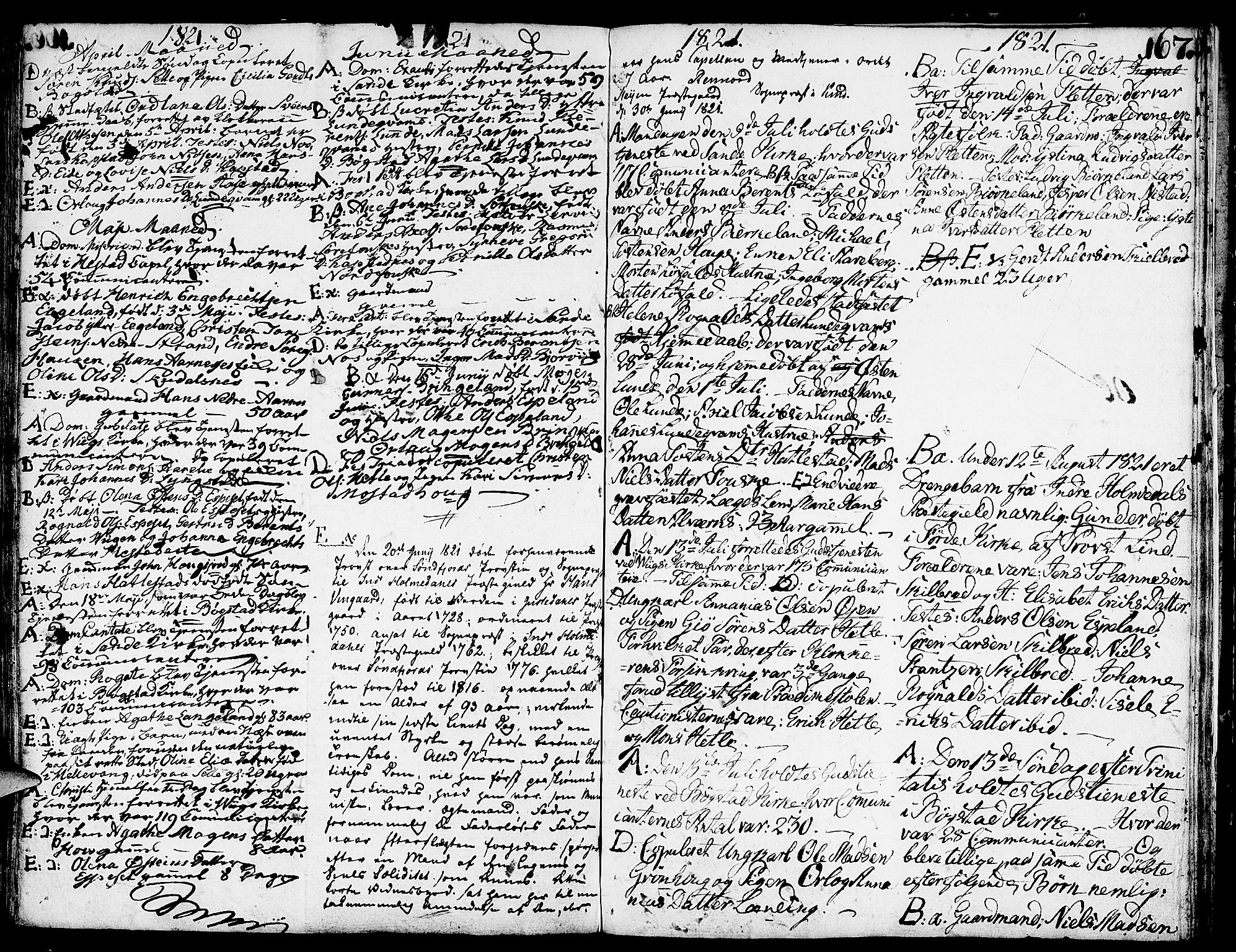 Gaular sokneprestembete, SAB/A-80001/H/Haa: Parish register (official) no. A 2, 1785-1821, p. 167