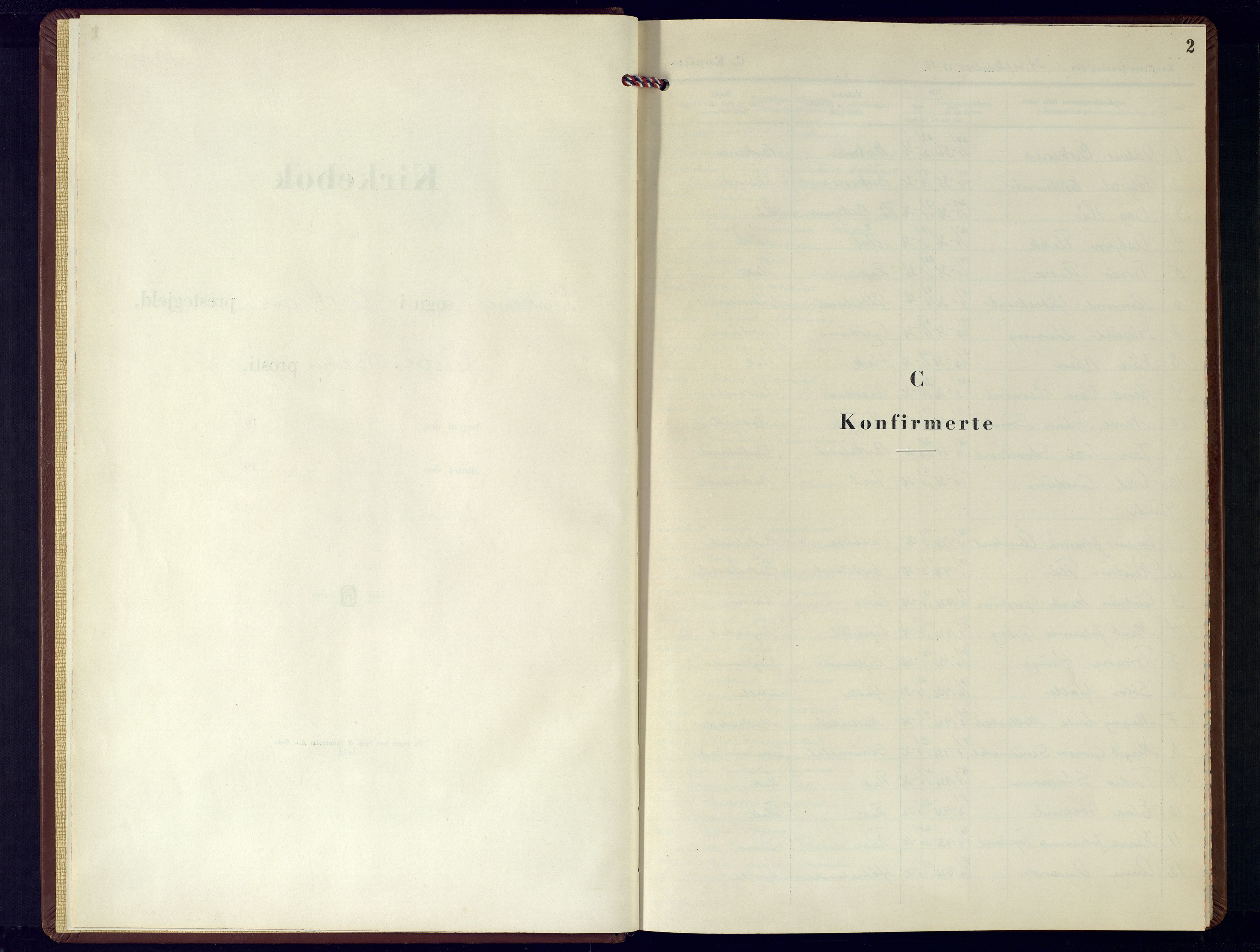 Birkenes sokneprestkontor, SAK/1111-0004/F/Fb/L0007: Parish register (copy) no. B-7, 1950-1981, p. 2