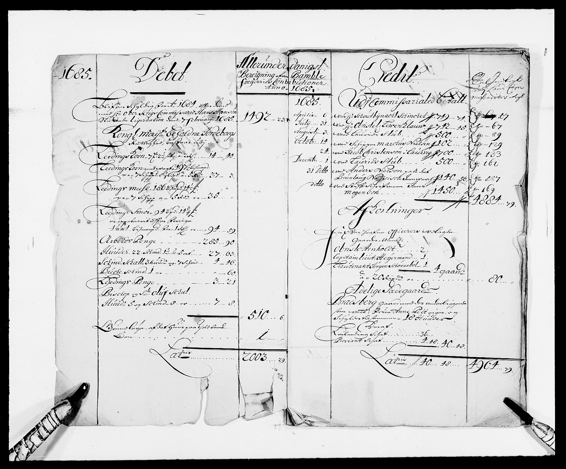 Rentekammeret inntil 1814, Reviderte regnskaper, Fogderegnskap, RA/EA-4092/R34/L2048: Fogderegnskap Bamble, 1685-1687, p. 2
