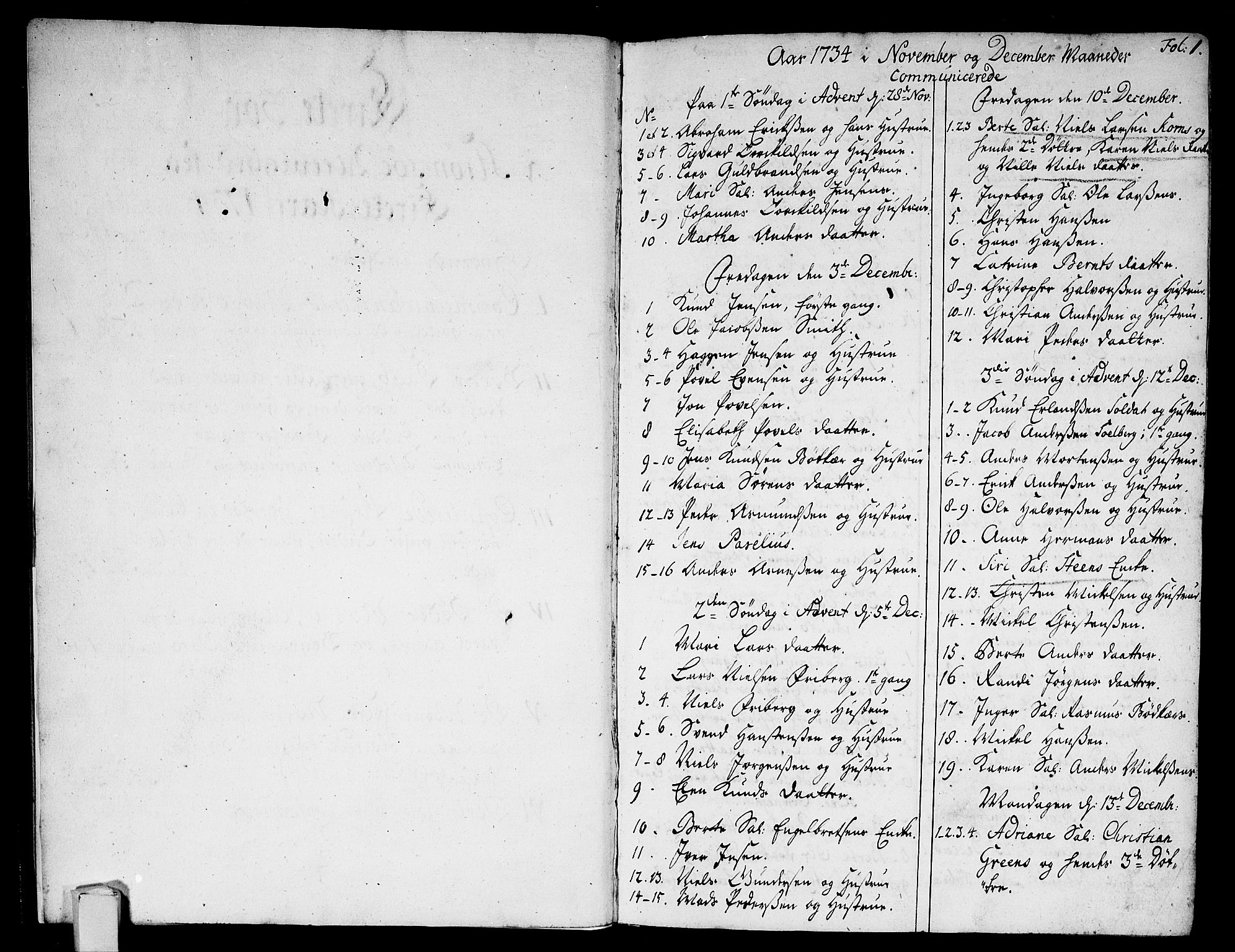 Strømsø kirkebøker, SAKO/A-246/F/Fa/L0005: Parish register (official) no. I 5, 1734-1739, p. 1