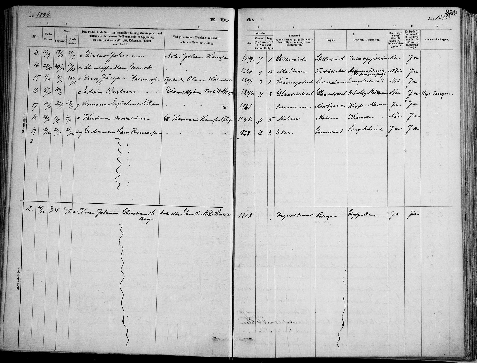 Skoger kirkebøker, AV/SAKO-A-59/F/Fa/L0006: Parish register (official) no. I 6, 1885-1910, p. 359