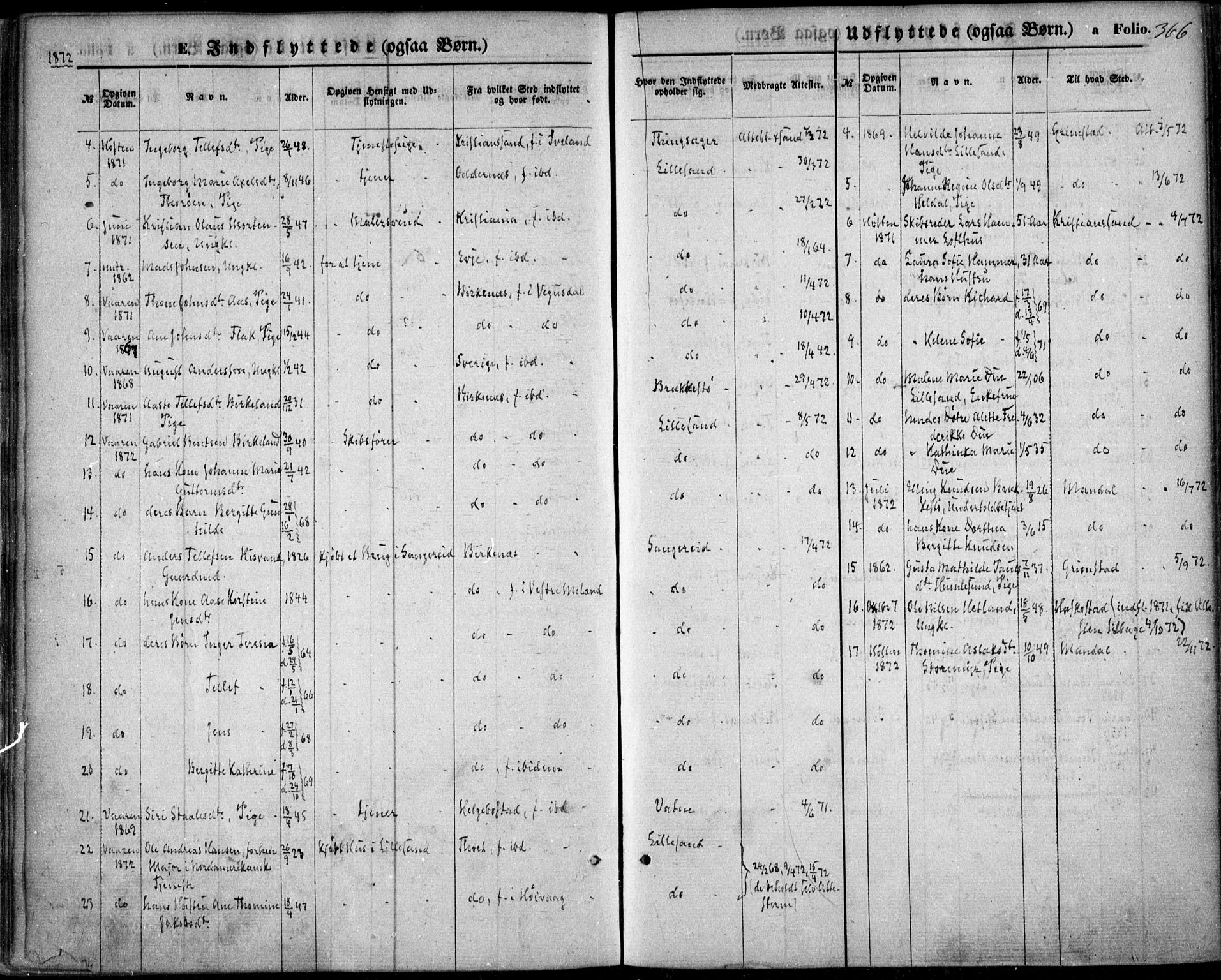 Vestre Moland sokneprestkontor, AV/SAK-1111-0046/F/Fa/Fab/L0007: Parish register (official) no. A 7, 1859-1872, p. 366