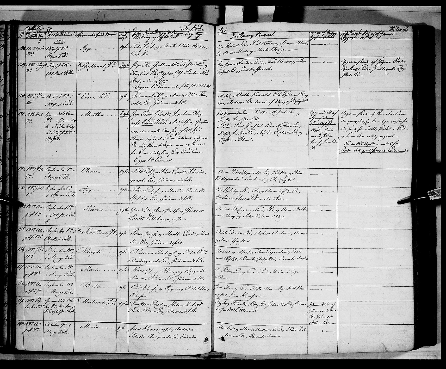 Stange prestekontor, SAH/PREST-002/K/L0010: Parish register (official) no. 10, 1835-1845, p. 66