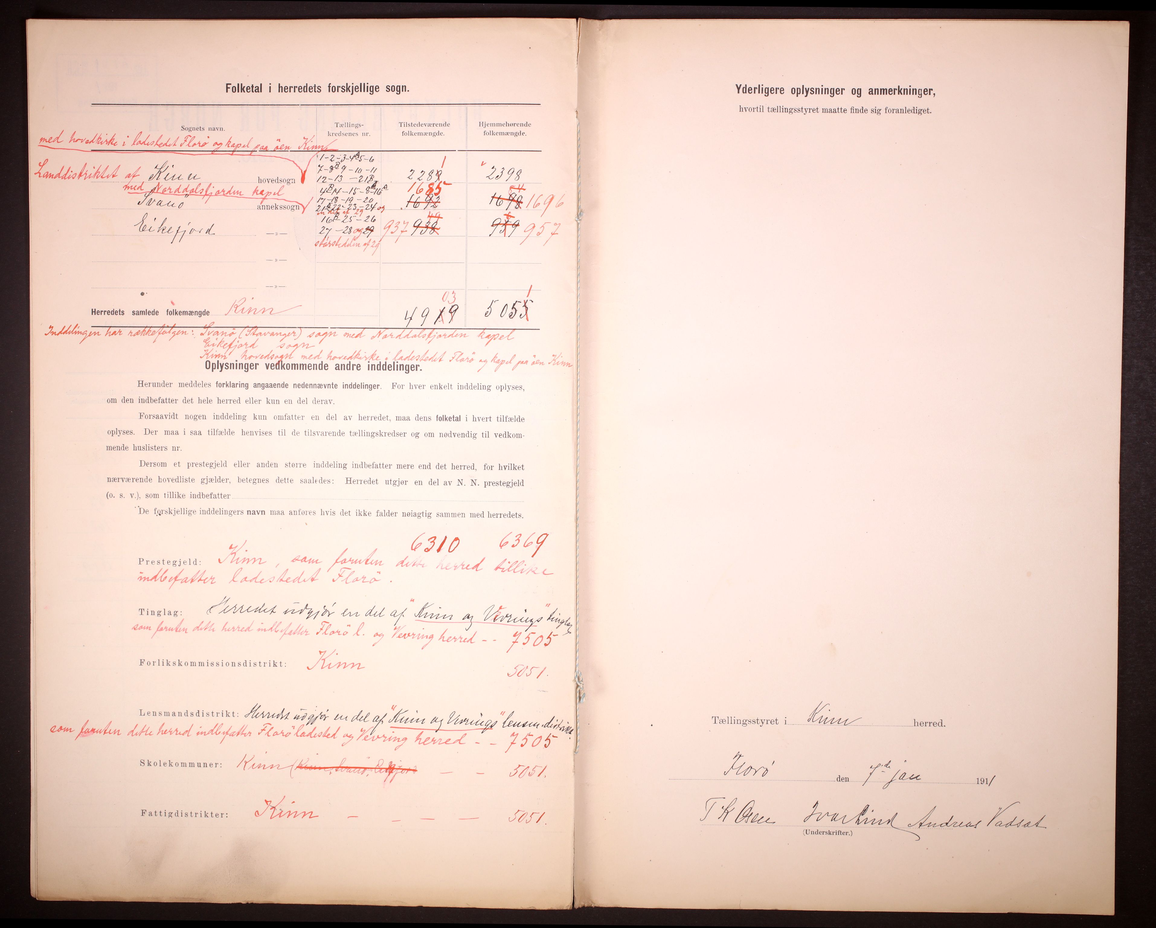 RA, 1910 census for Kinn, 1910, p. 5